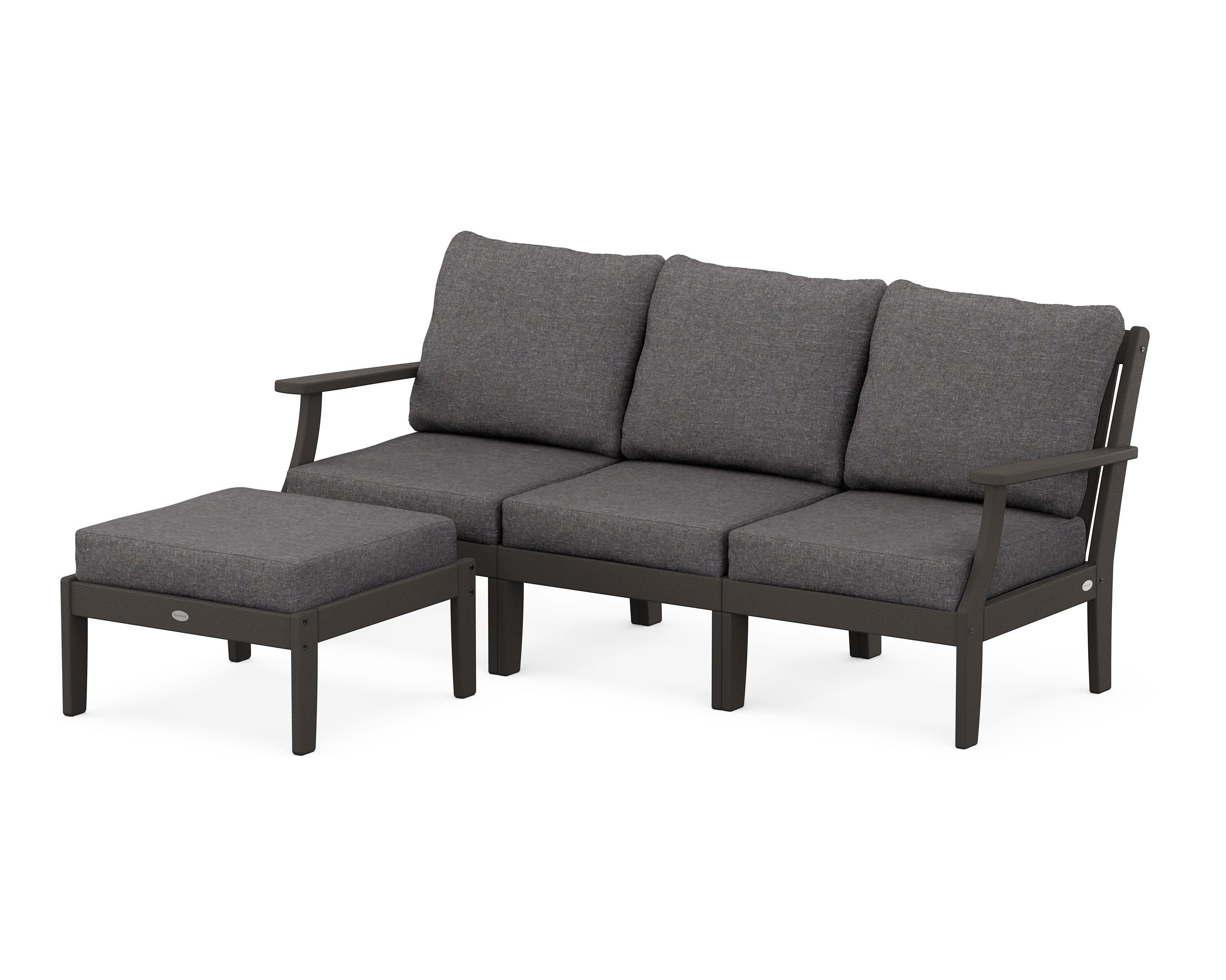 Braxton Modular 4-Piece Deep Seating Set with Ottoman in Vintage Coffee / Ash Charcoal
