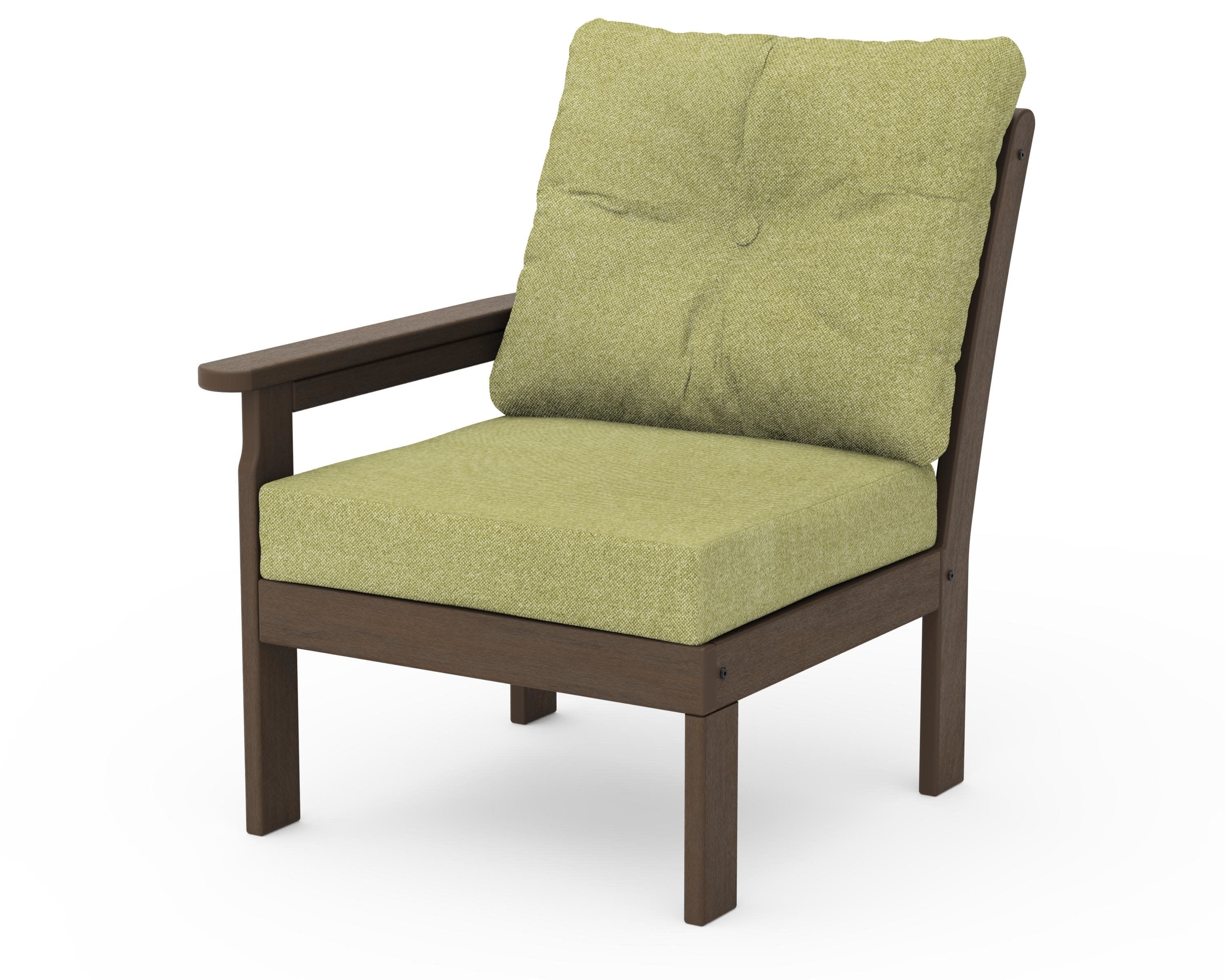 Vineyard Modular Left Arm Chair in Kona / Chartreuse Boucle