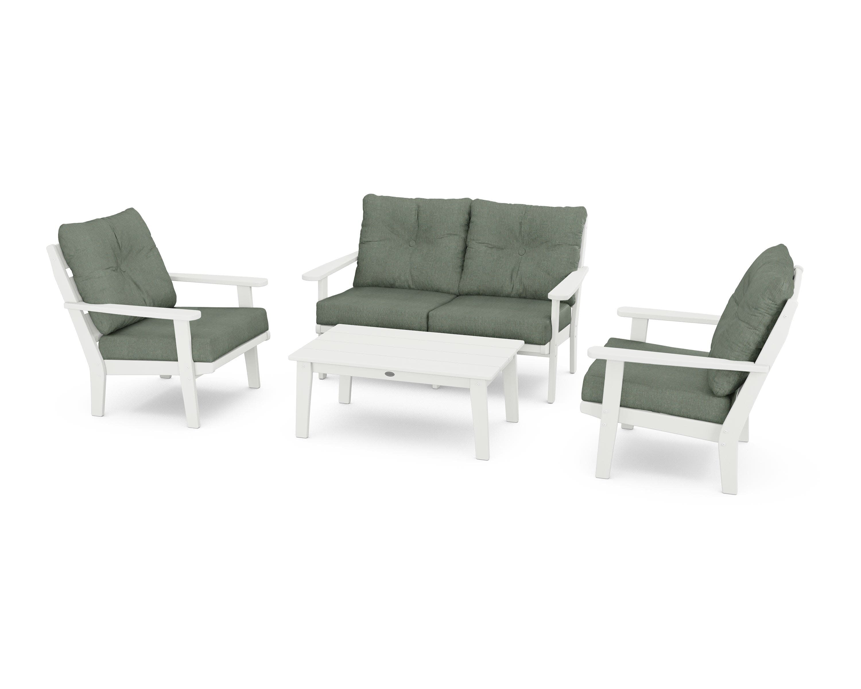 Lakeside 4-Piece Deep Seating Set in Vintage White / Cast Sage