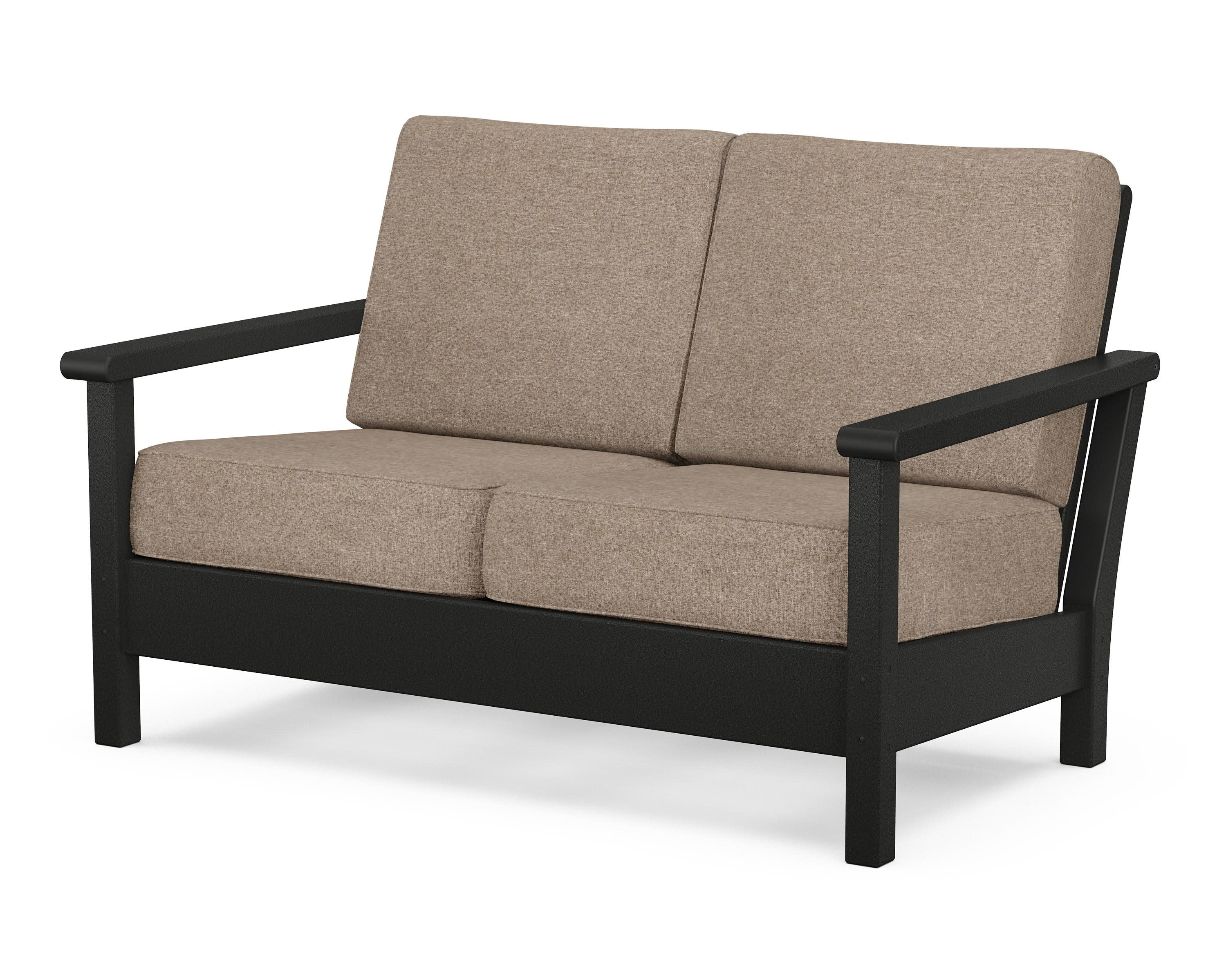 Harbour Deep Seating Loveseat in Black / Spiced Burlap