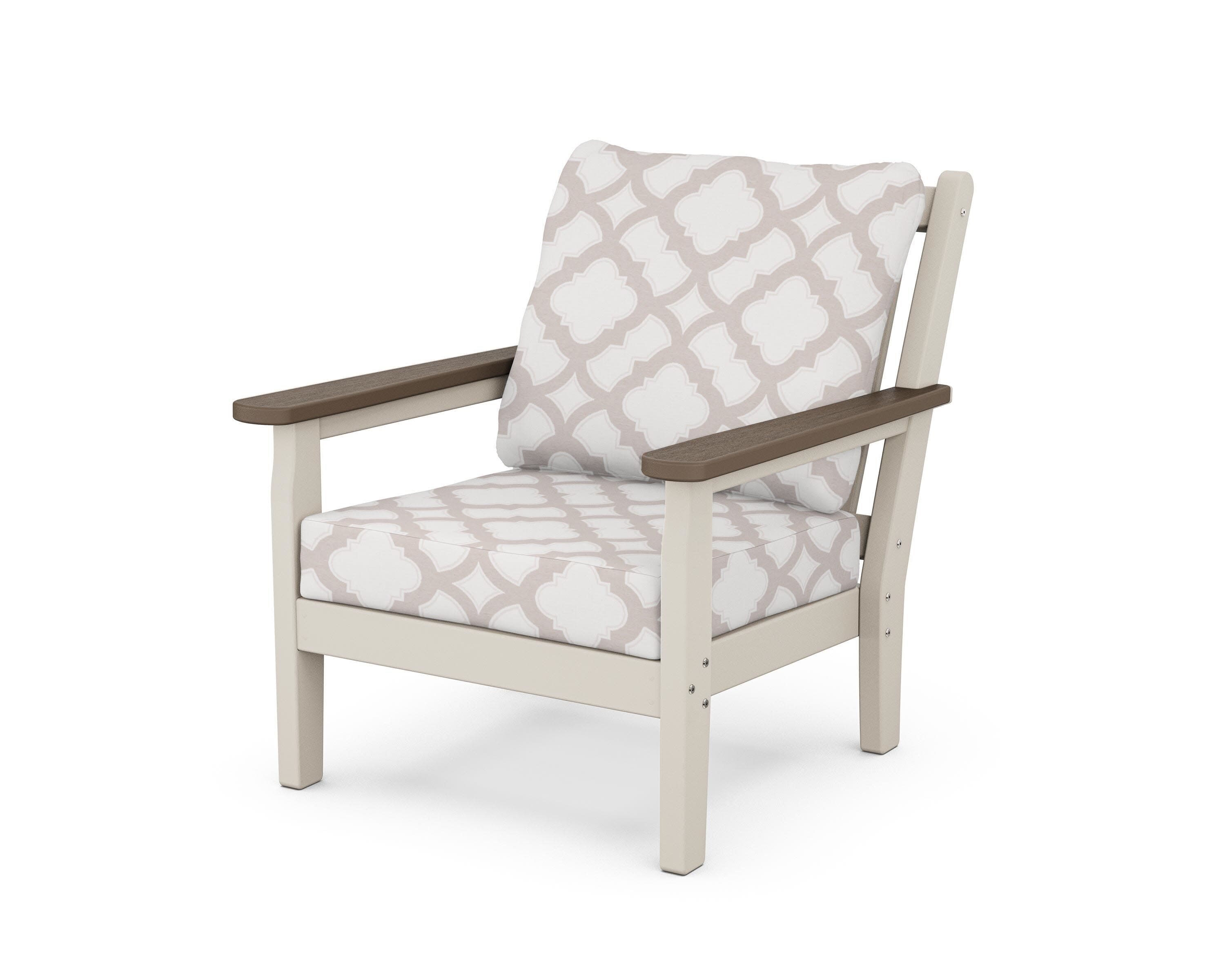 Chippendale Deep Seating Chair in Sand / Kona / Trellis Dune Burlap