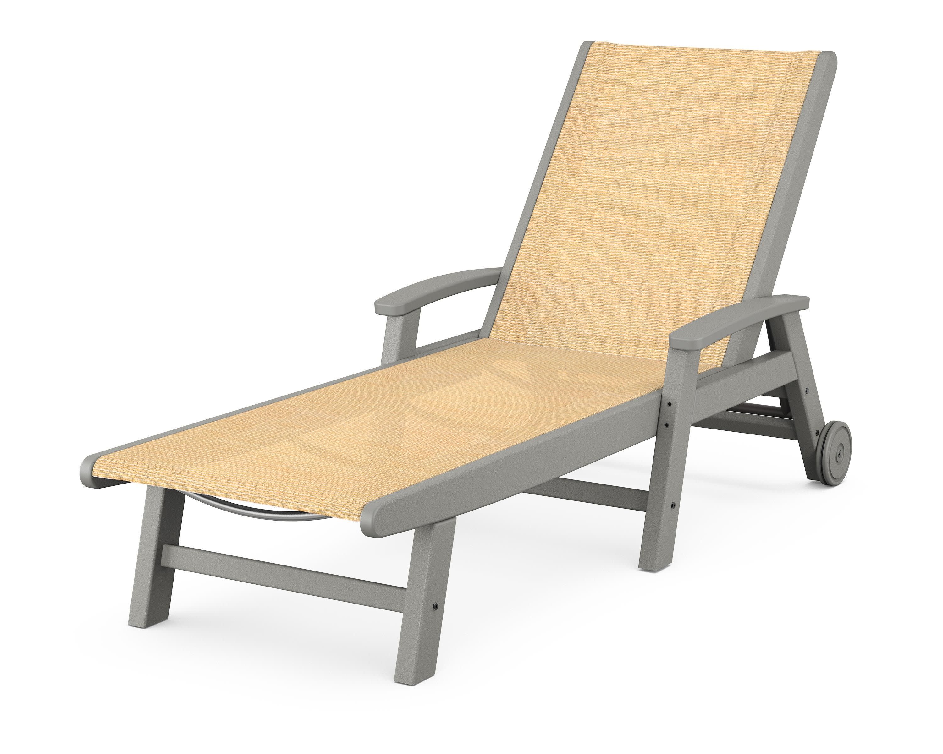 Coastal Chaise with Wheels in Slate Grey / Dupioni Apricot Sling