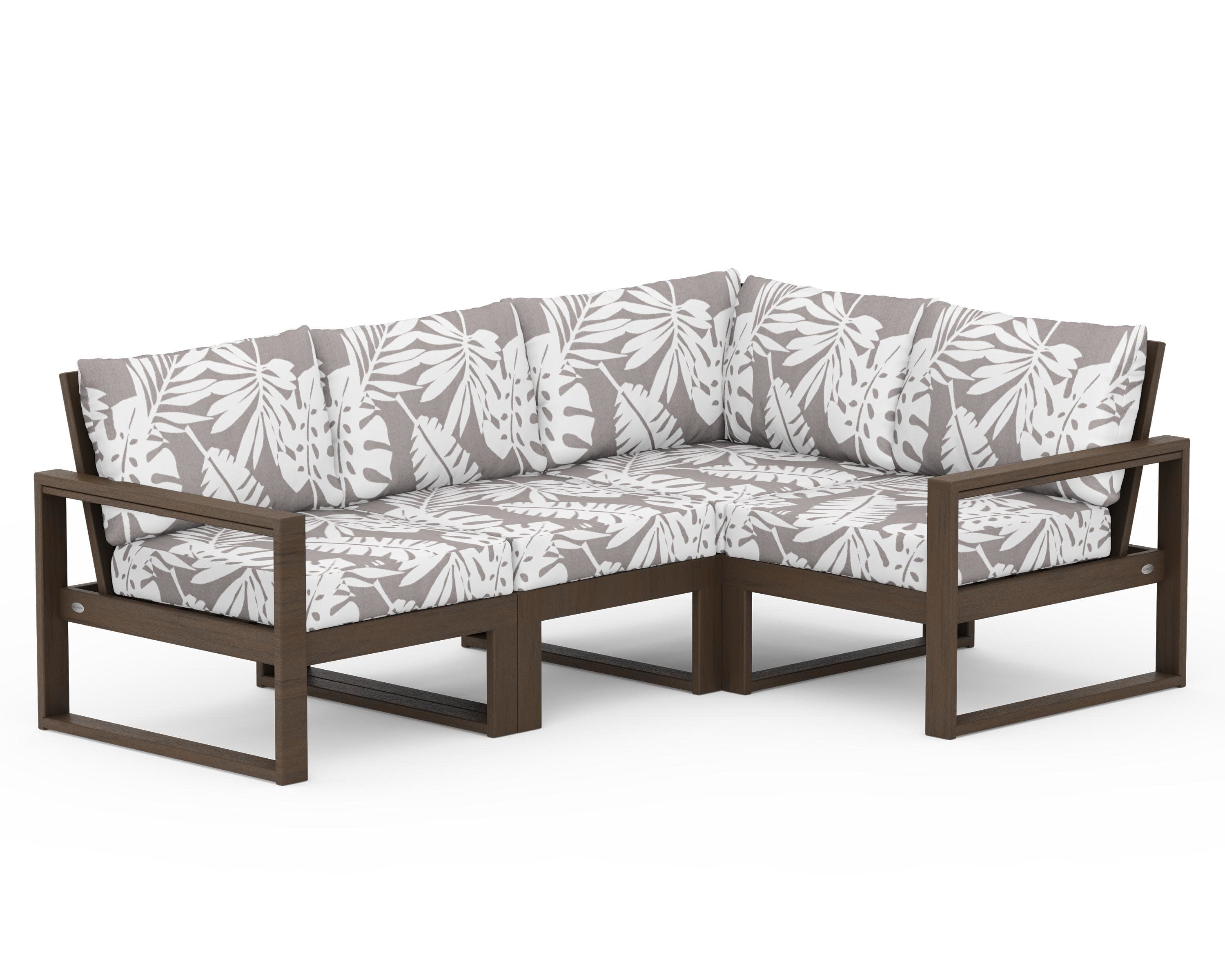 EDGE 4-Piece Modular Deep Seating Set in Kona / Leaf Grey Mist