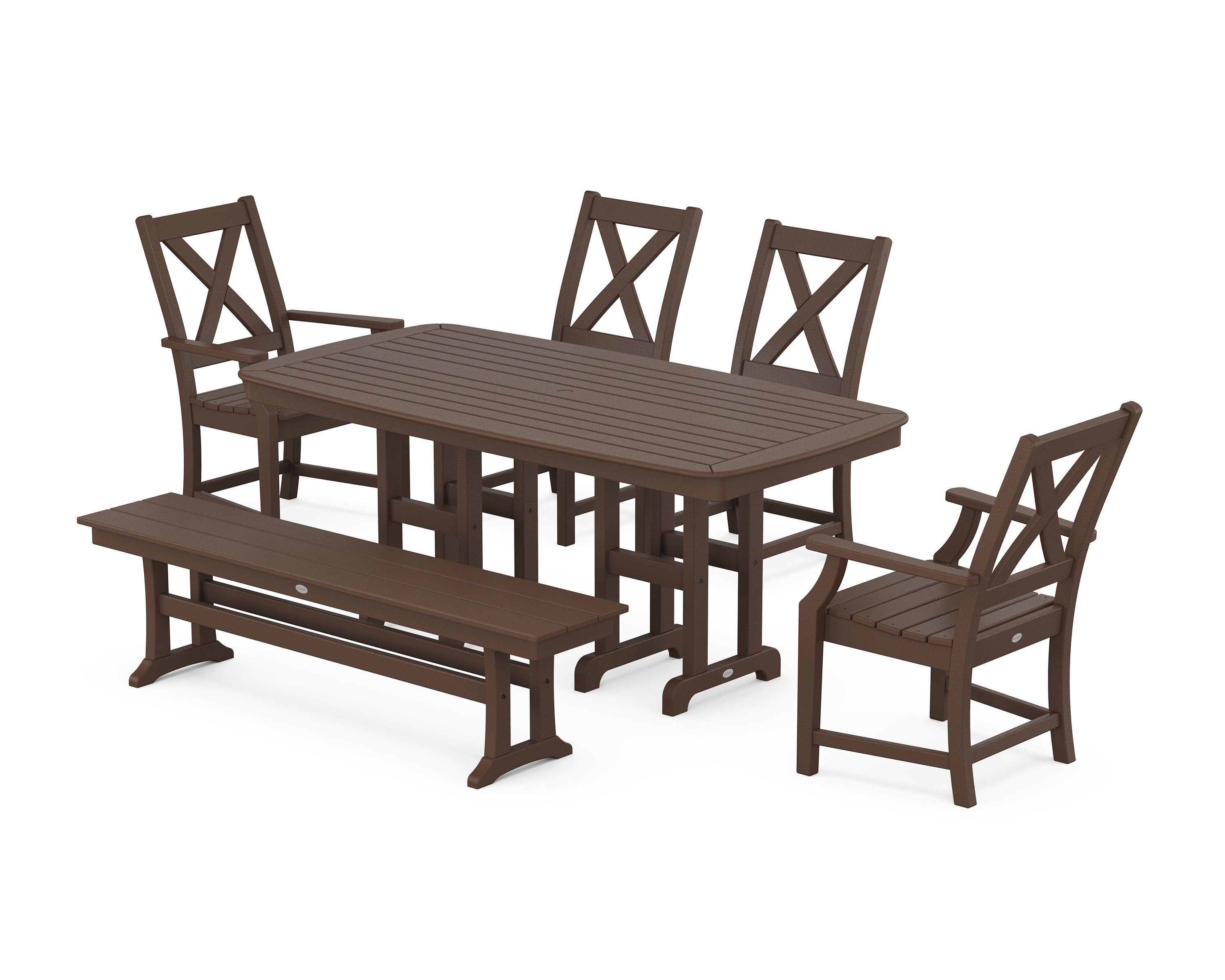 Braxton 6-Piece Dining Set with Bench in Mahogany