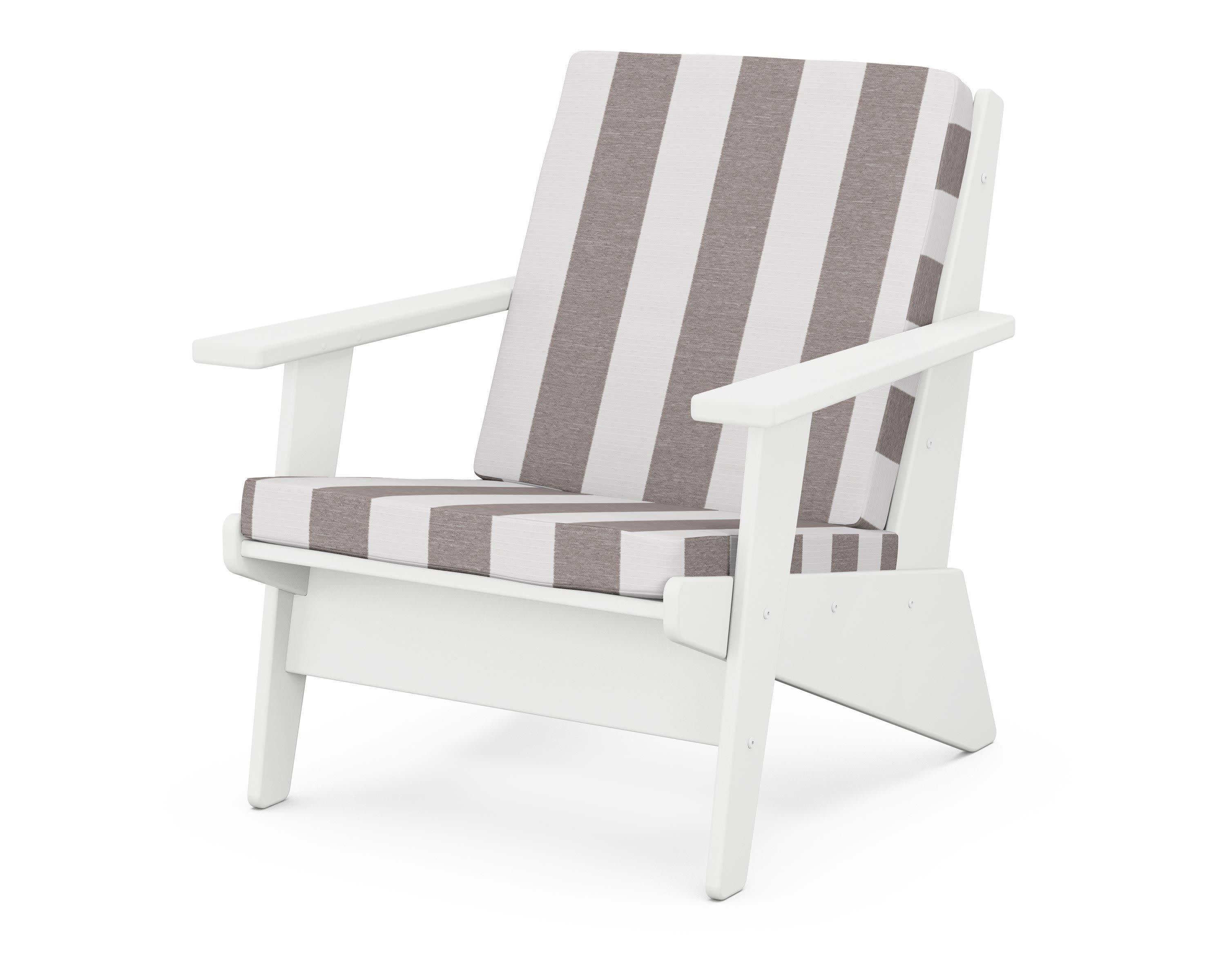 Riviera Modern Lounge Chair in White / Cabana Stripe Grey Mist