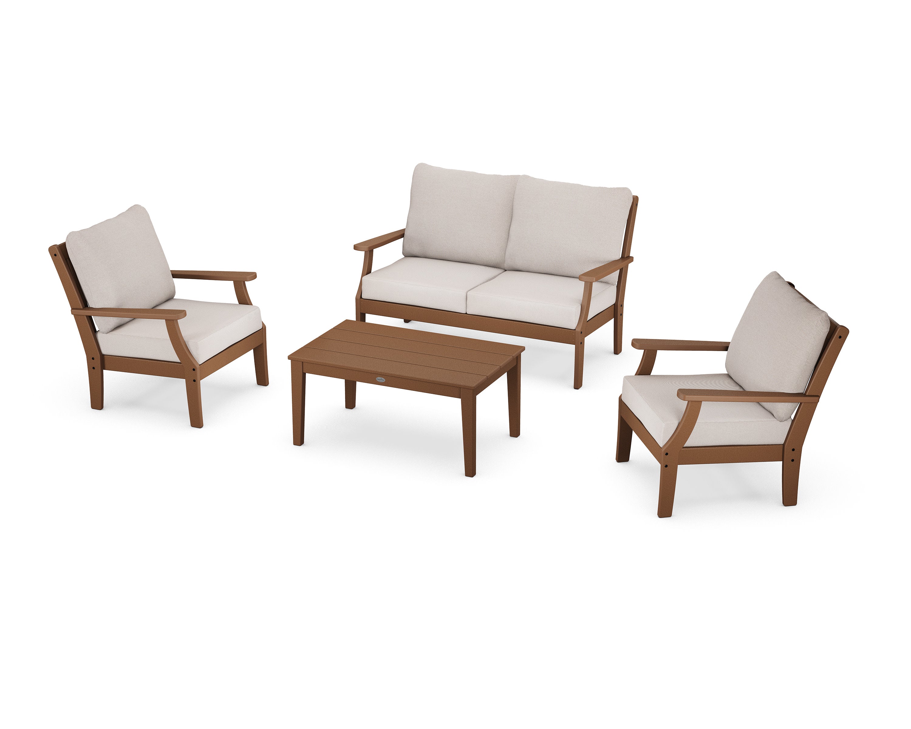 Braxton 4-Piece Deep Seating Chair Set in Teak / Dune Burlap