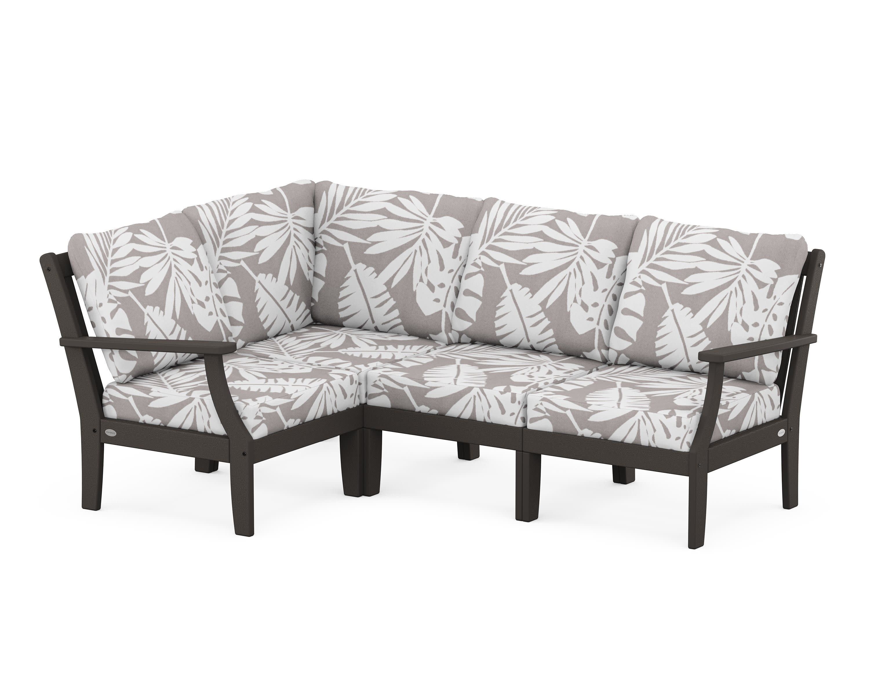 Braxton Modular 4-Piece Deep Seating Set in Vintage Coffee / Leaf Grey Mist