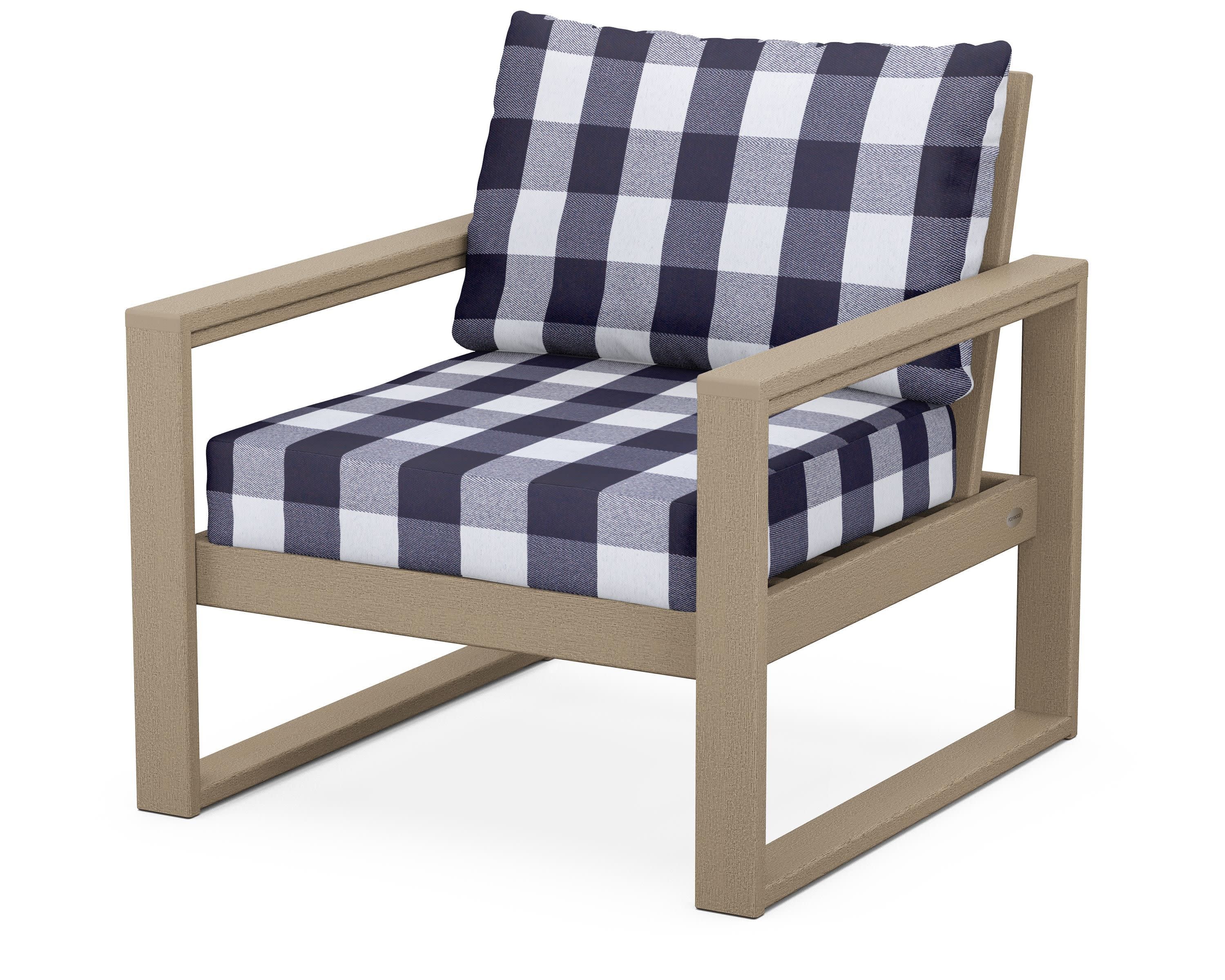 EDGE Club Chair in Vintage Sahara / Buffalo Plaid Navy