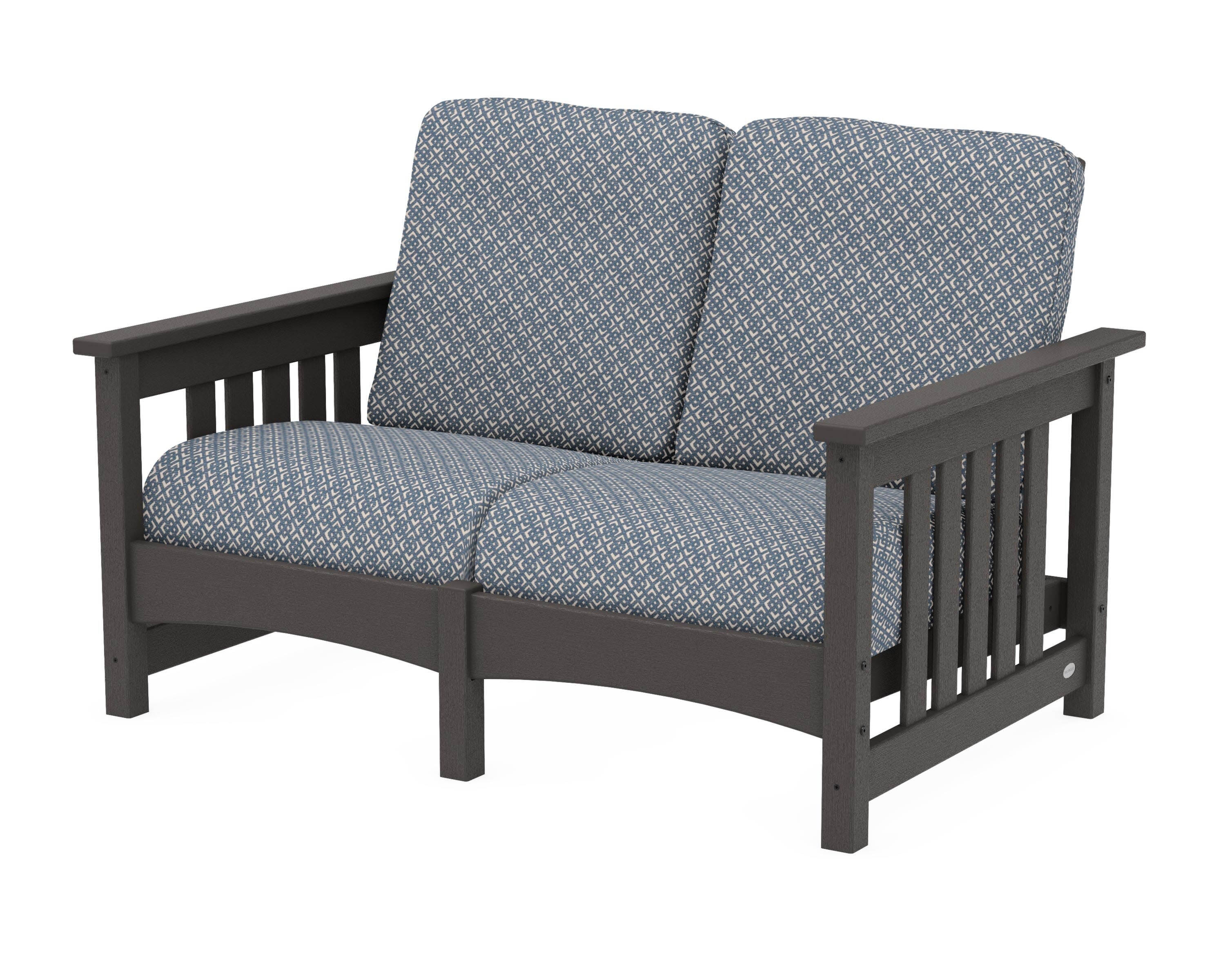Club Mission Loveseat in Vintage Coffee / Hopscotch