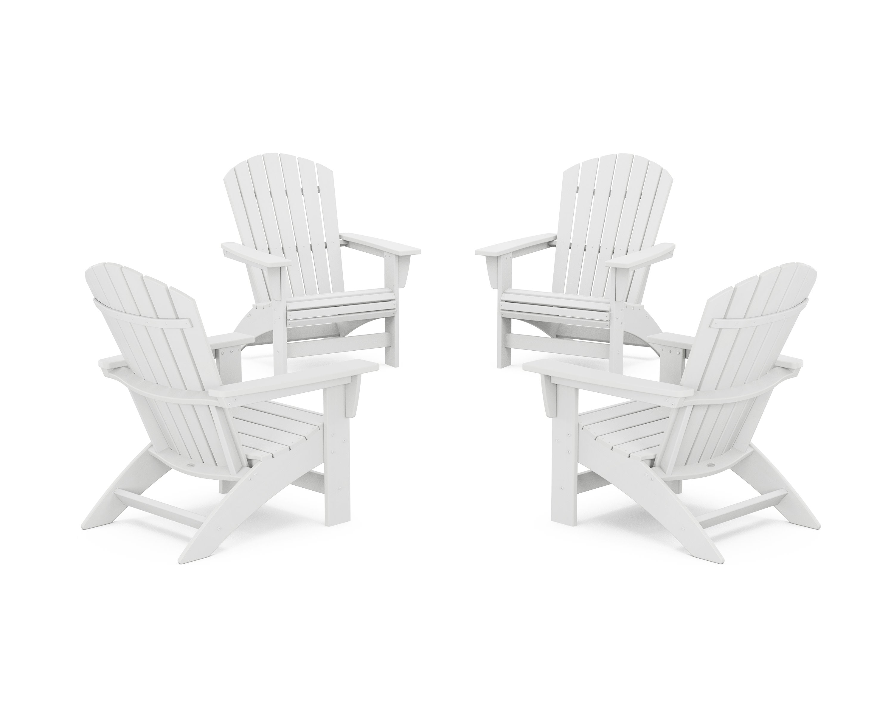 4-Piece Nautical Grand Adirondack Chair Conversation Set in White