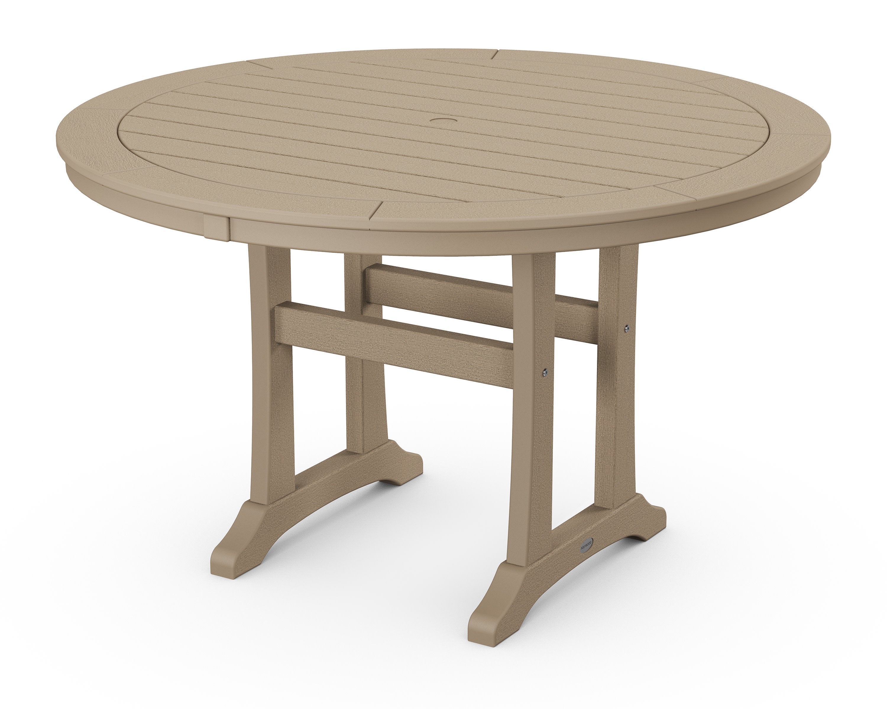 Nautical Trestle 48" Round Dining Table in Vintage Sahara