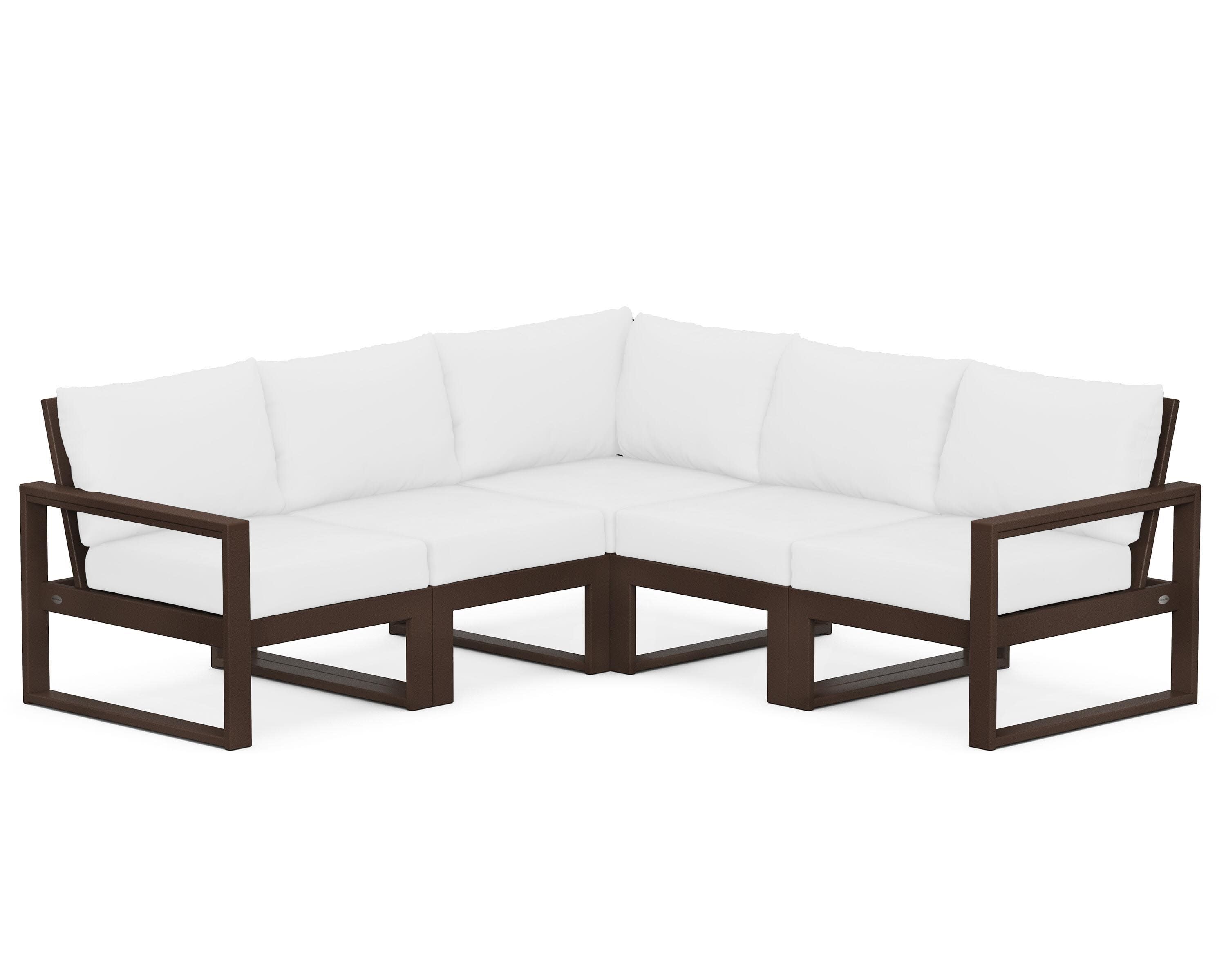 EDGE 5-Piece Modular Deep Seating Set in Mahogany / Natural