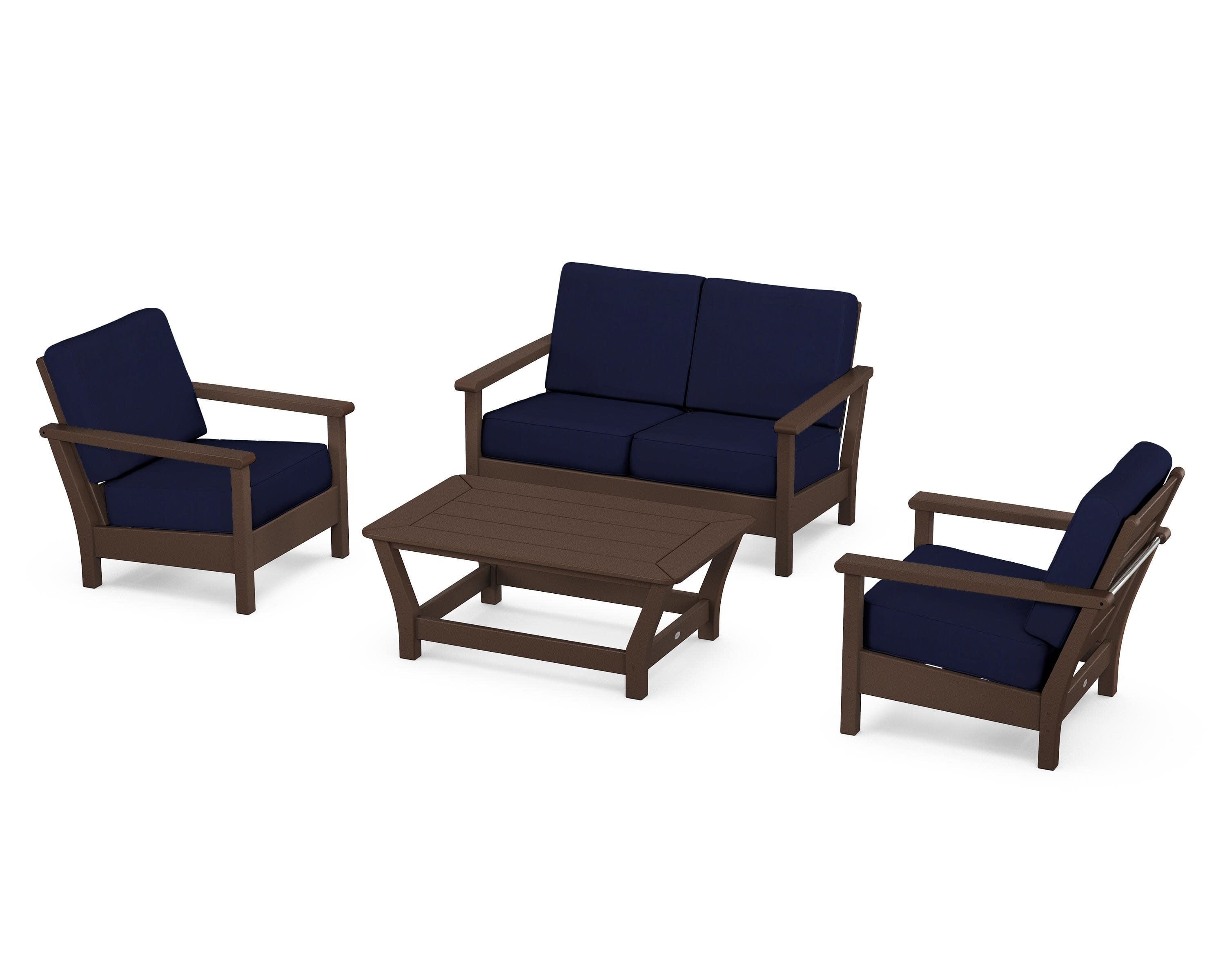 Harbour 4-Piece Deep Seating Set in Mahogany / Navy