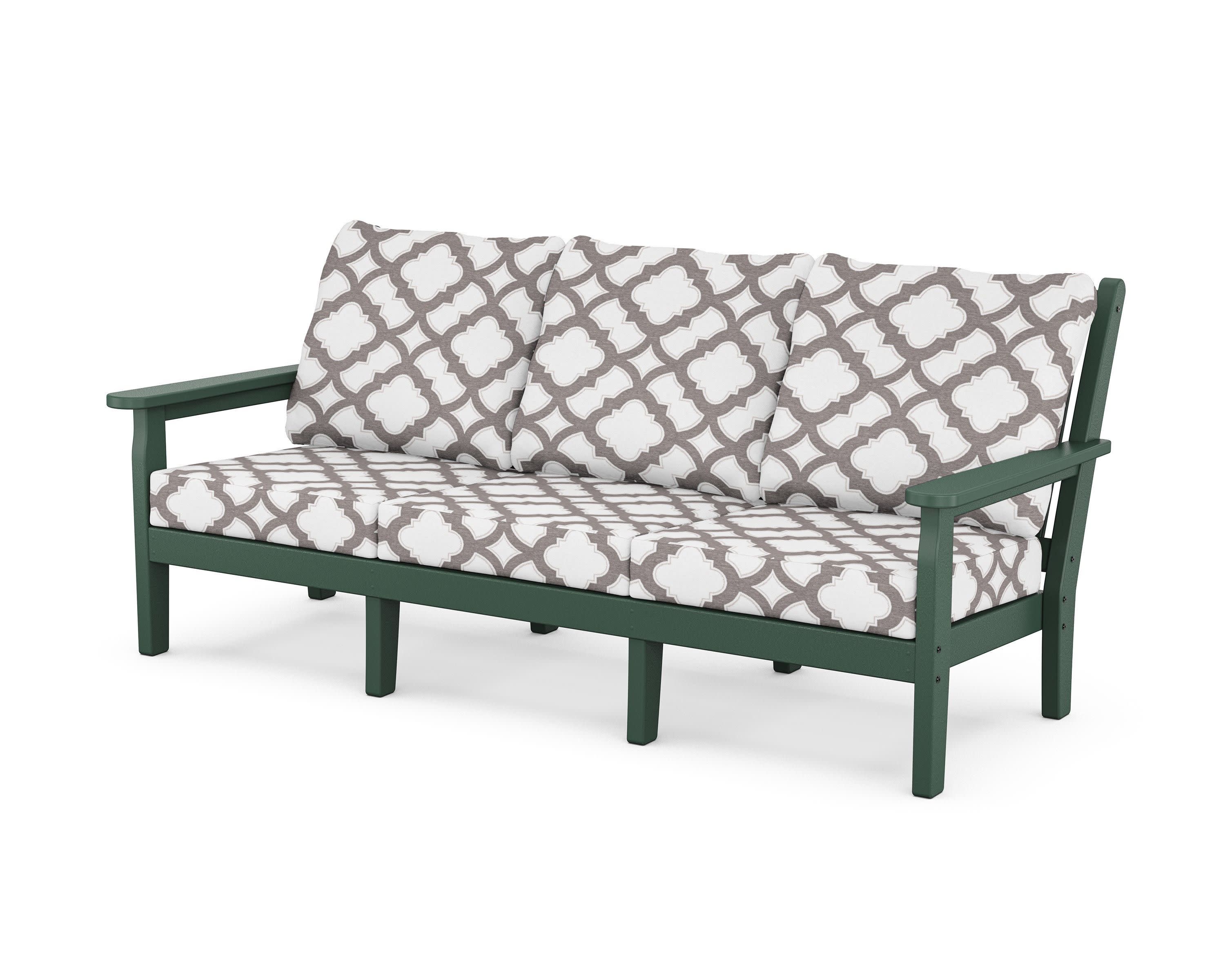 Chippendale Deep Seating Sofa in Green / Trellis Grey Mist