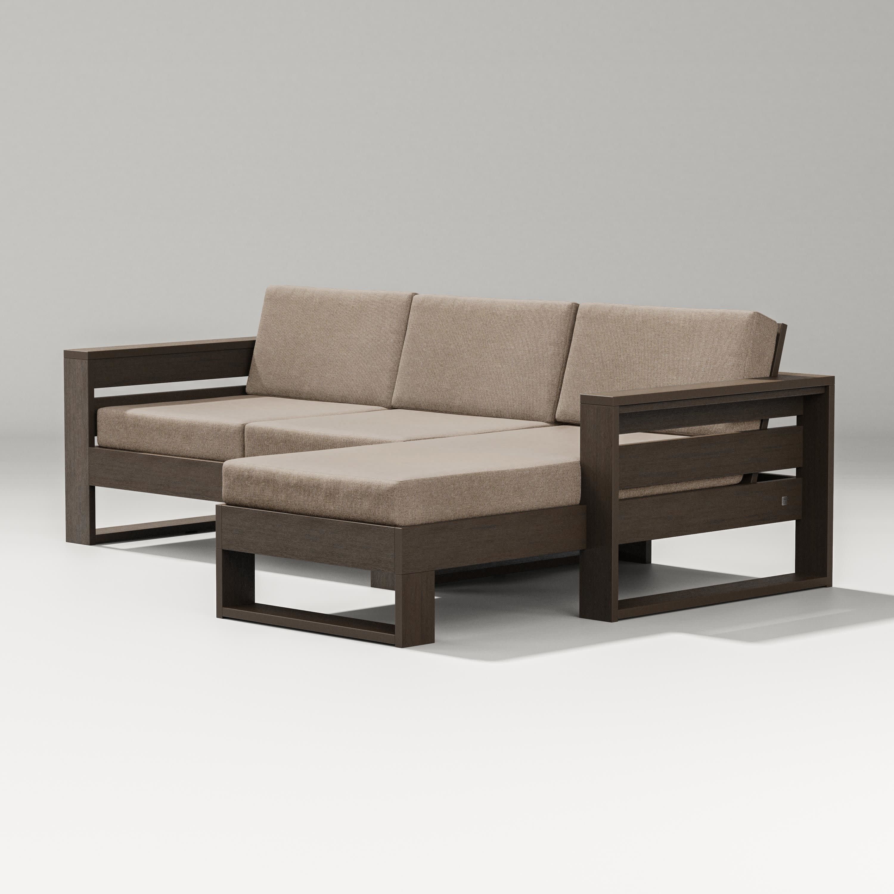 Latitude Right Chaise Sectional in Kona / Spiced Burlap