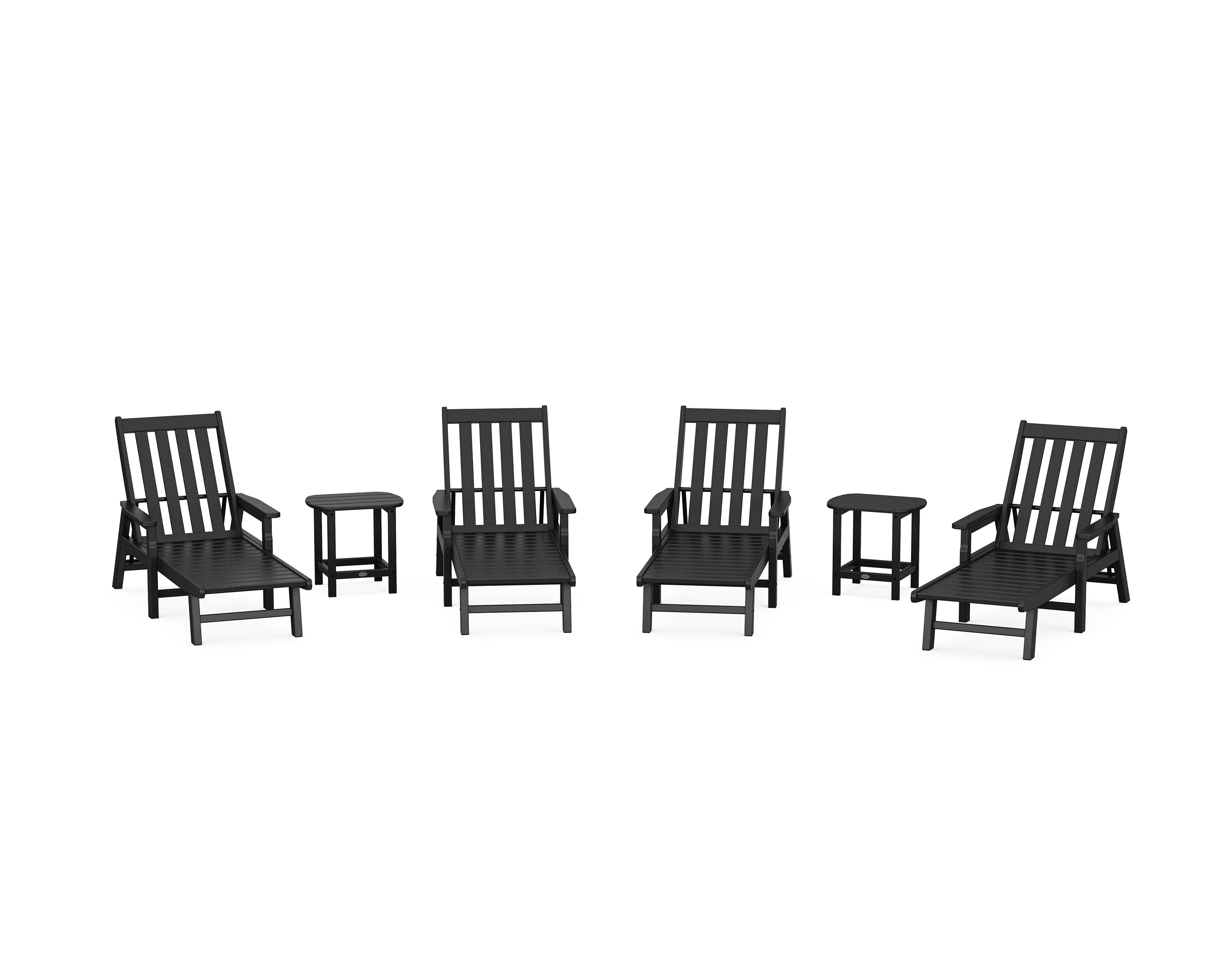 Vineyard 6-Piece Chaise with Arms Set in Black