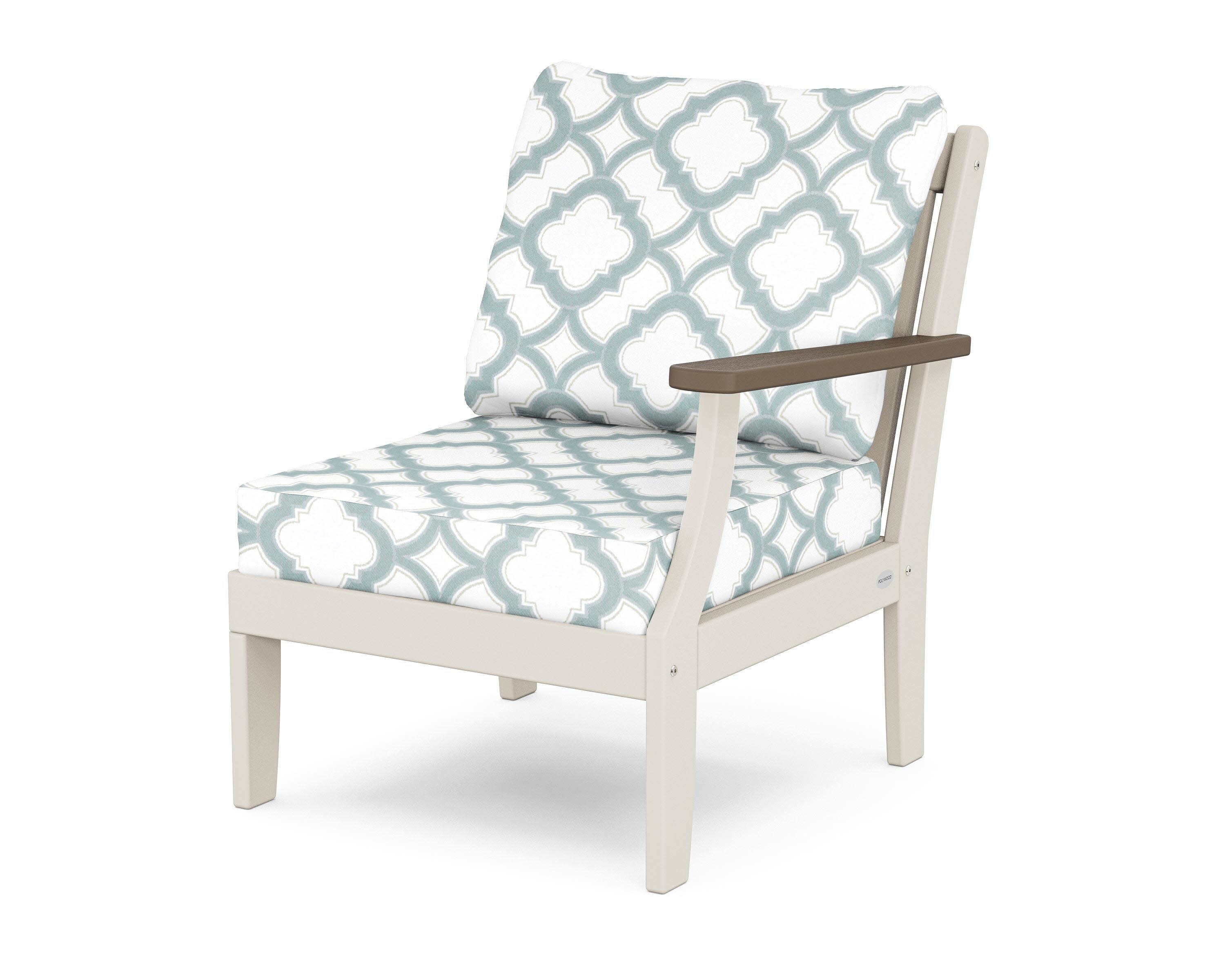 Braxton Modular Right Arm Chair in Sand / Kona / Trellis Glacier Spa