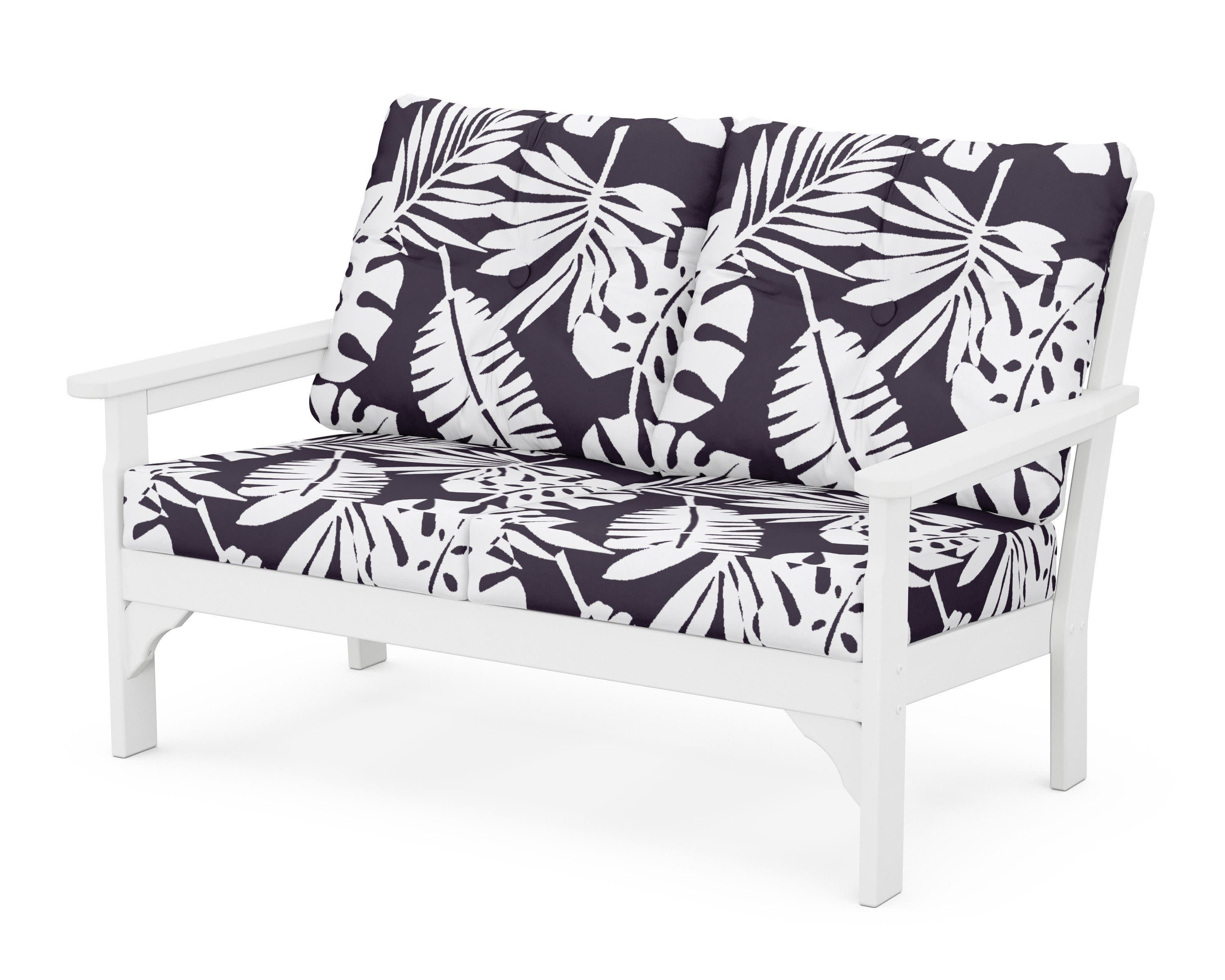 Vineyard Deep Seating Loveseat in White / Leaf Navy
