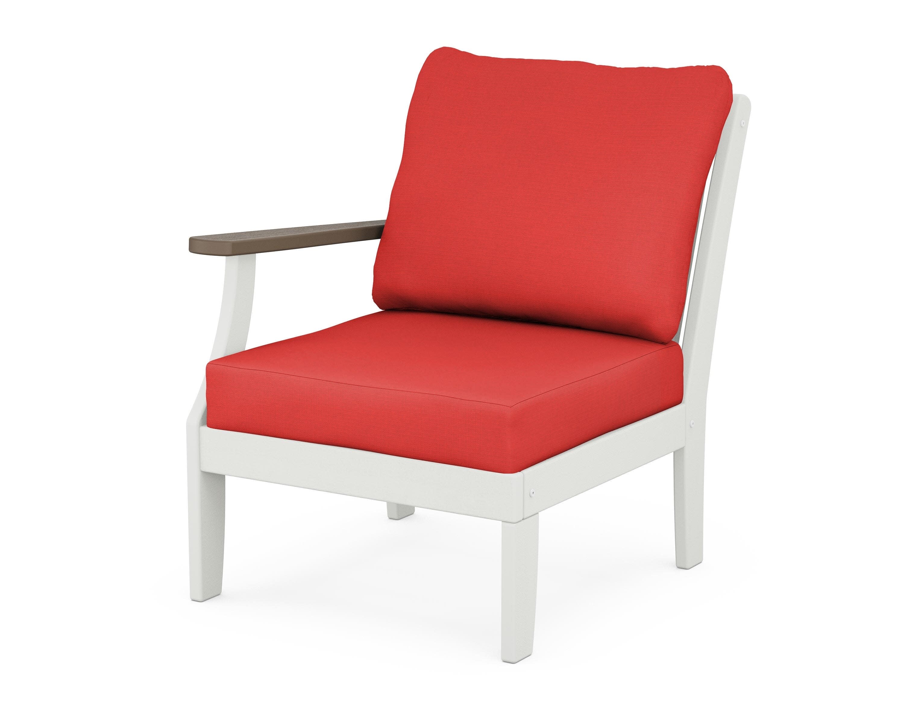 Braxton Modular Left Arm Chair in White / Kona / Crimson Linen