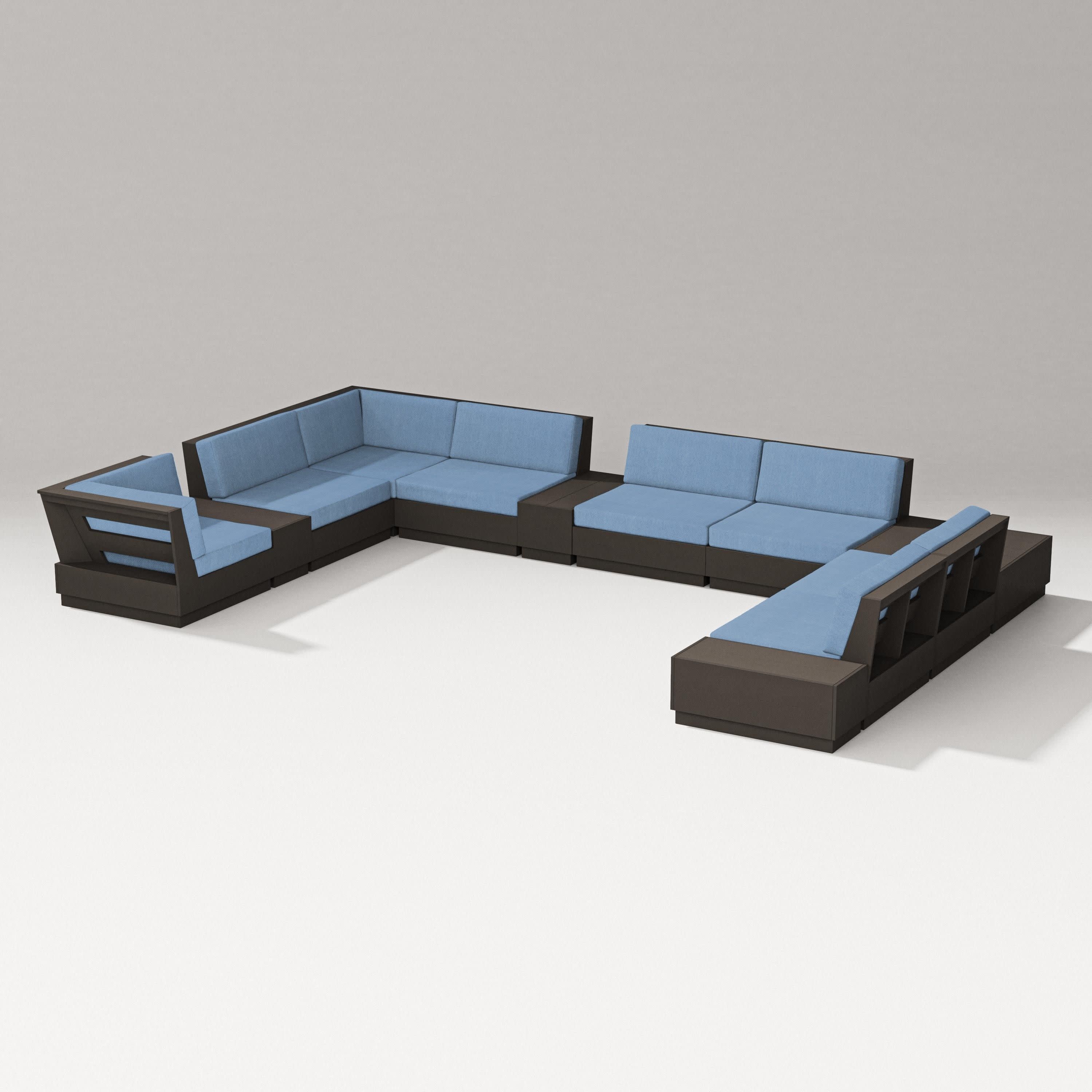 Elevate 12-Piece Conversation Sectional Set in Vintage Coffee / Sky Blue