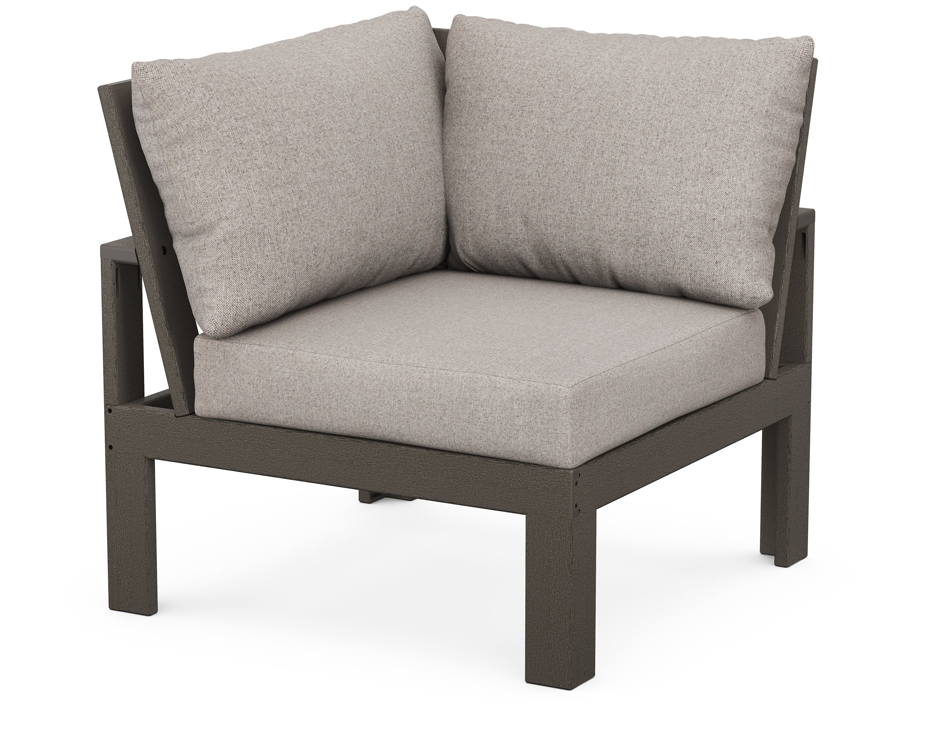 Modular Corner Chair in Vintage Coffee / Weathered Tweed
