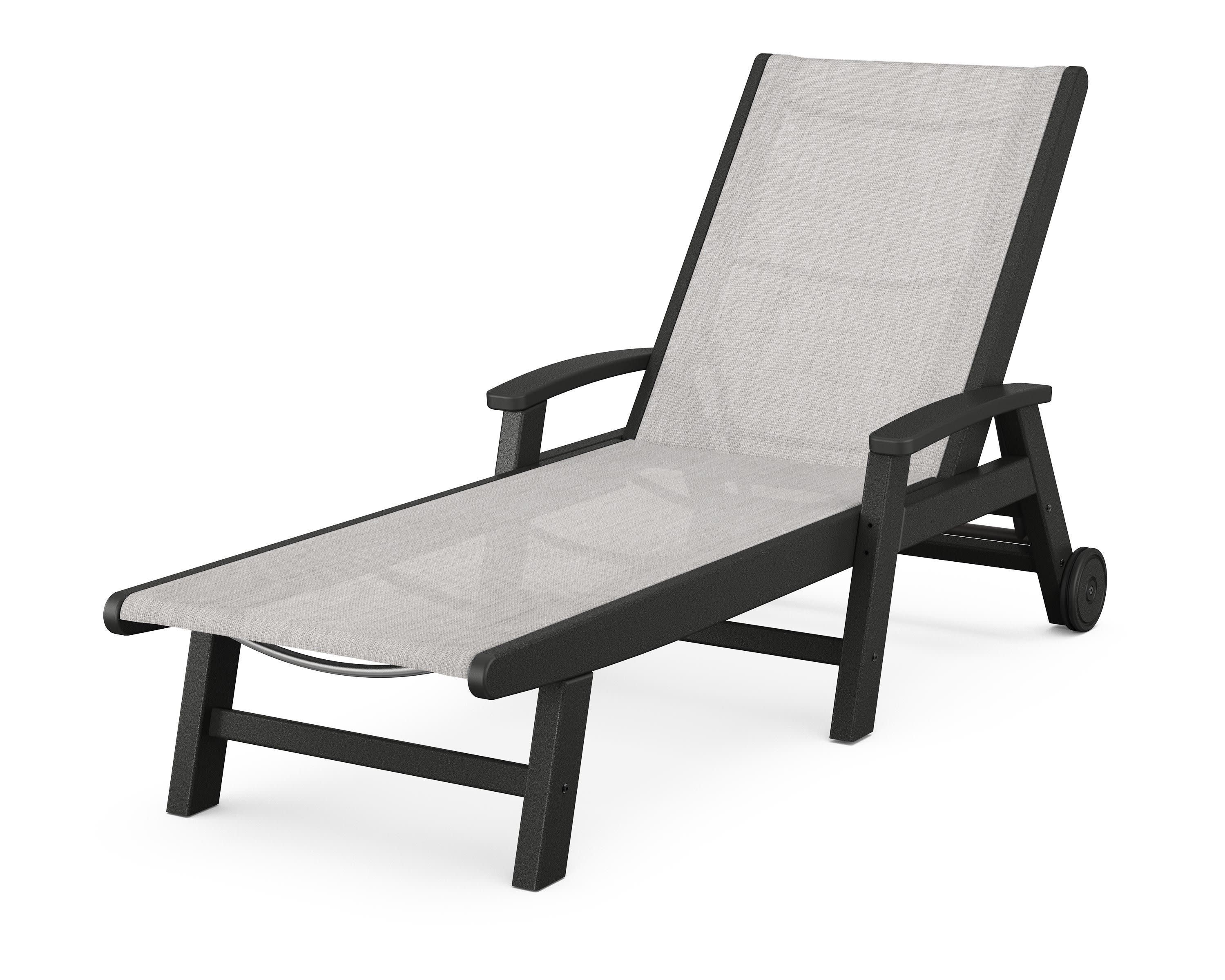 Coastal Chaise with Wheels in Black / Parchment Sling
