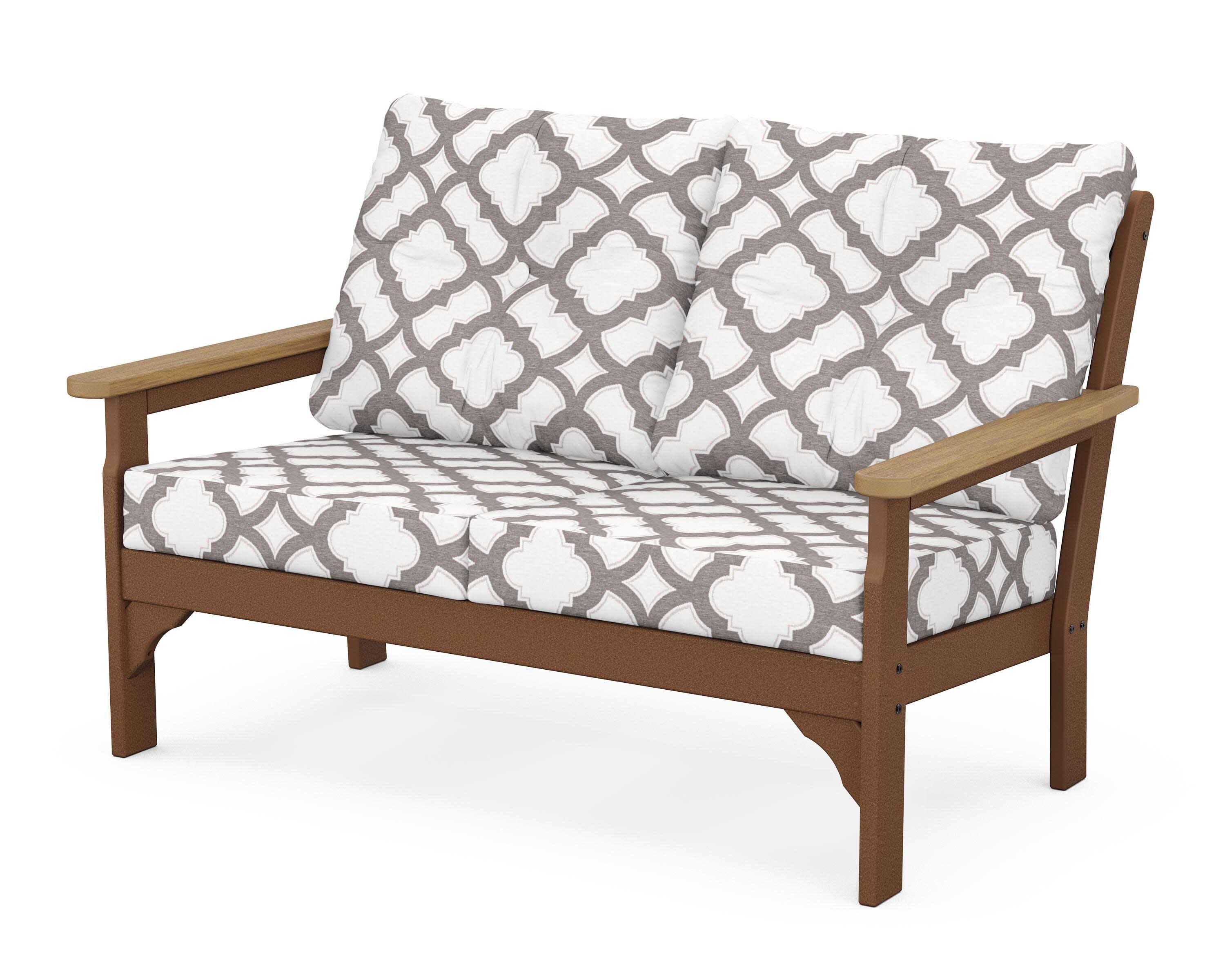 Vineyard Deep Seating Loveseat in Teak / Natural / Trellis Grey Mist