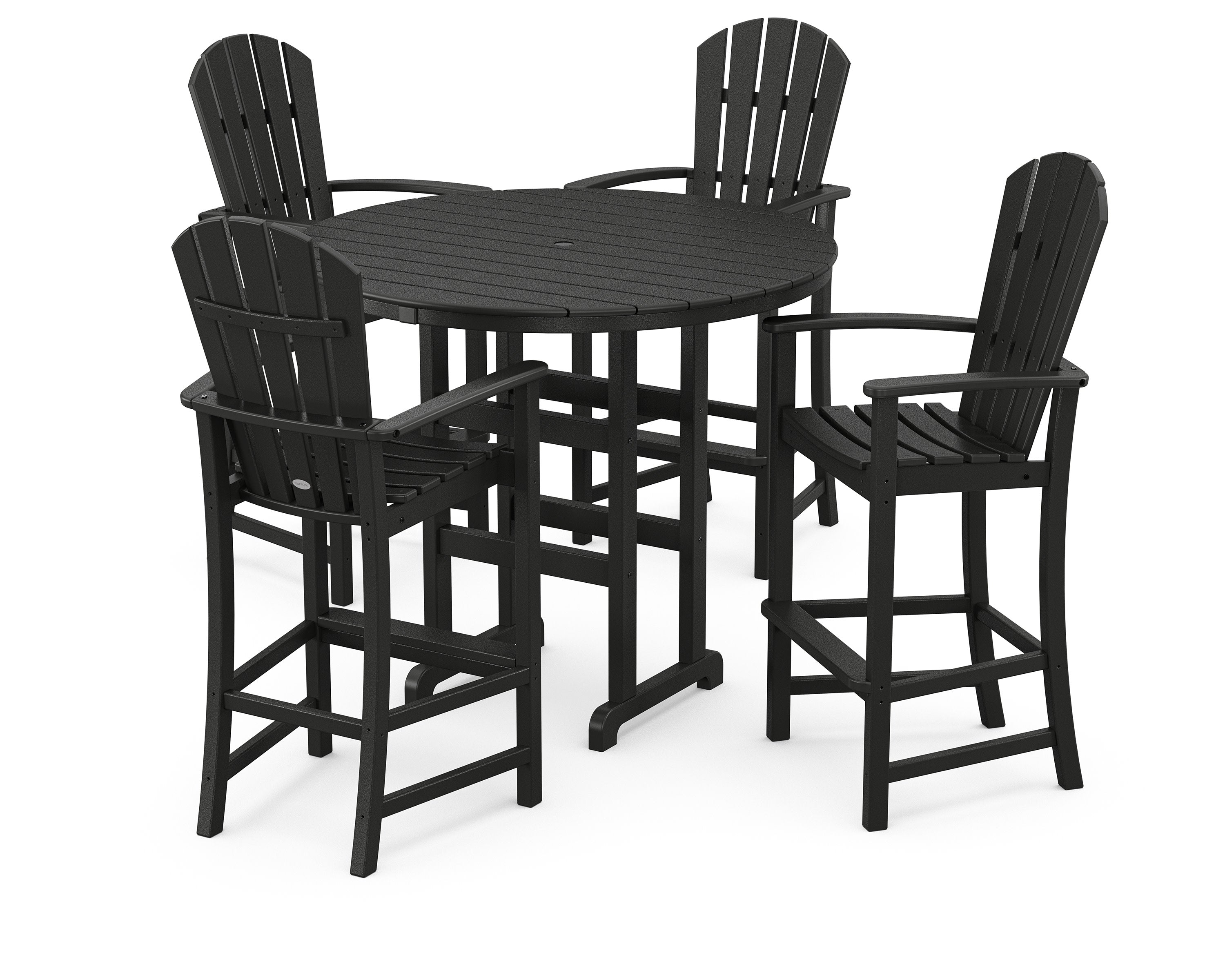 Palm Coast 5-Piece Round Farmhouse Bar Set in Black