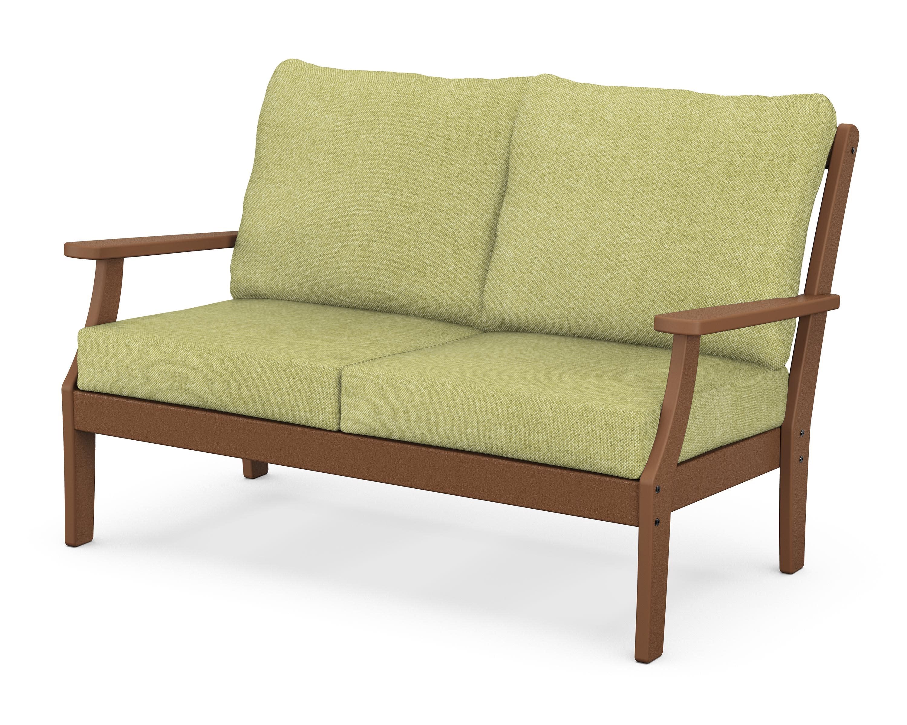 Braxton Deep Seating Loveseat in Teak / Chartreuse Boucle