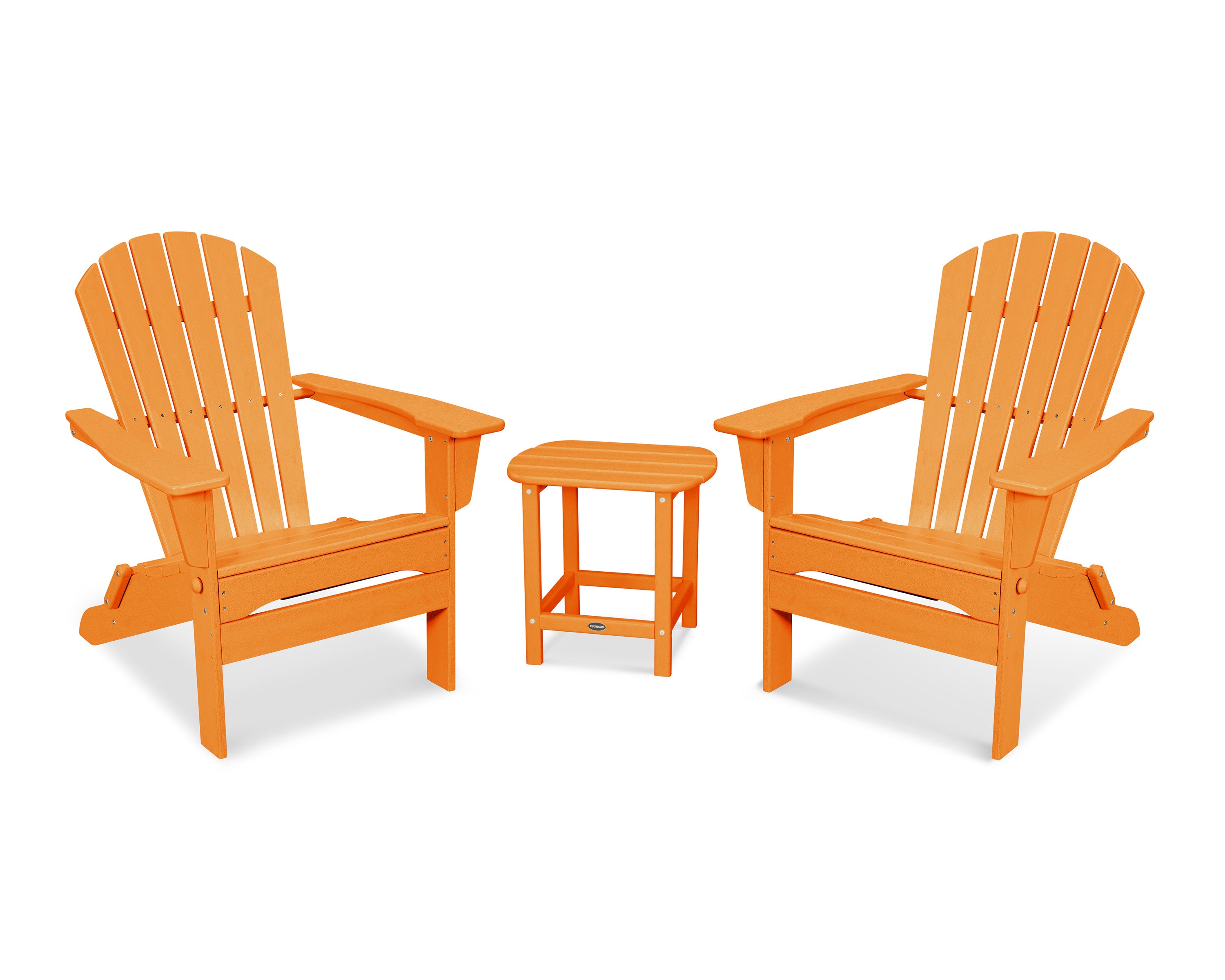 South Beach 3-Piece Folding Adirondack Set in Tangerine