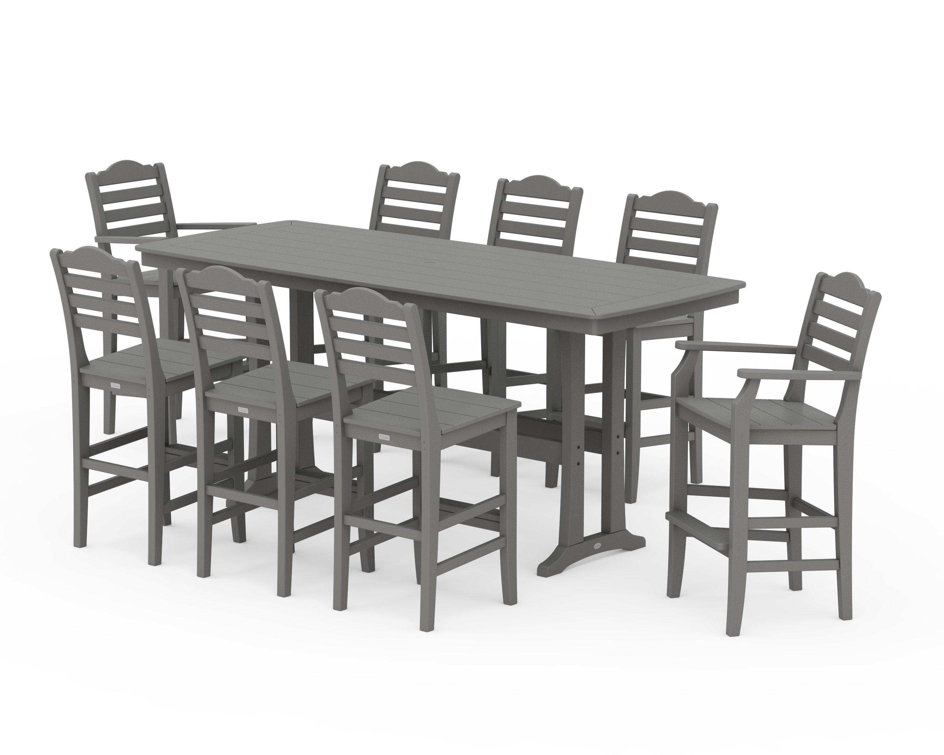 Savannah 9-Piece Bar Set with Trestle Legs in Slate Grey