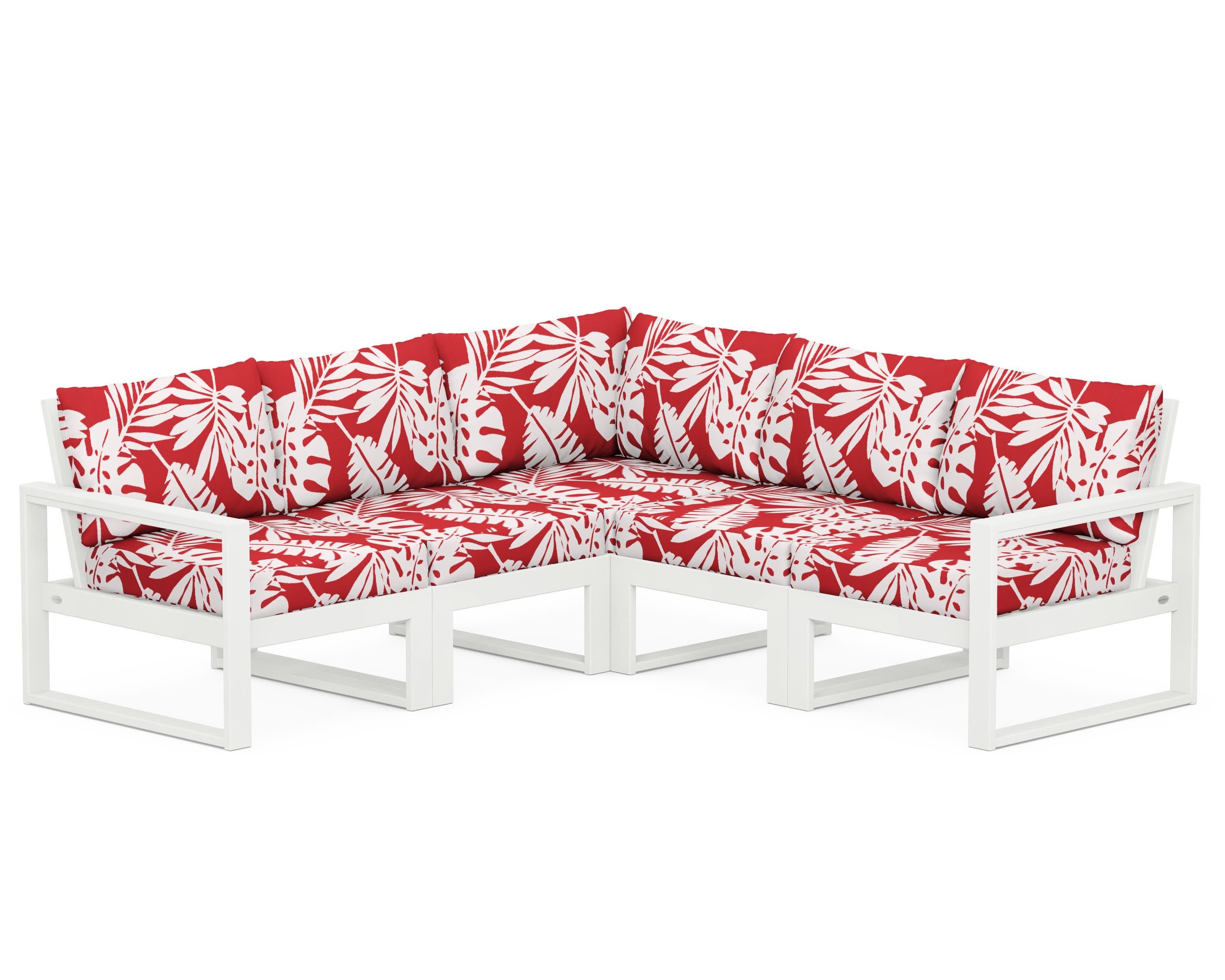 EDGE 5-Piece Modular Deep Seating Set in Vintage White / Leaf Crimson