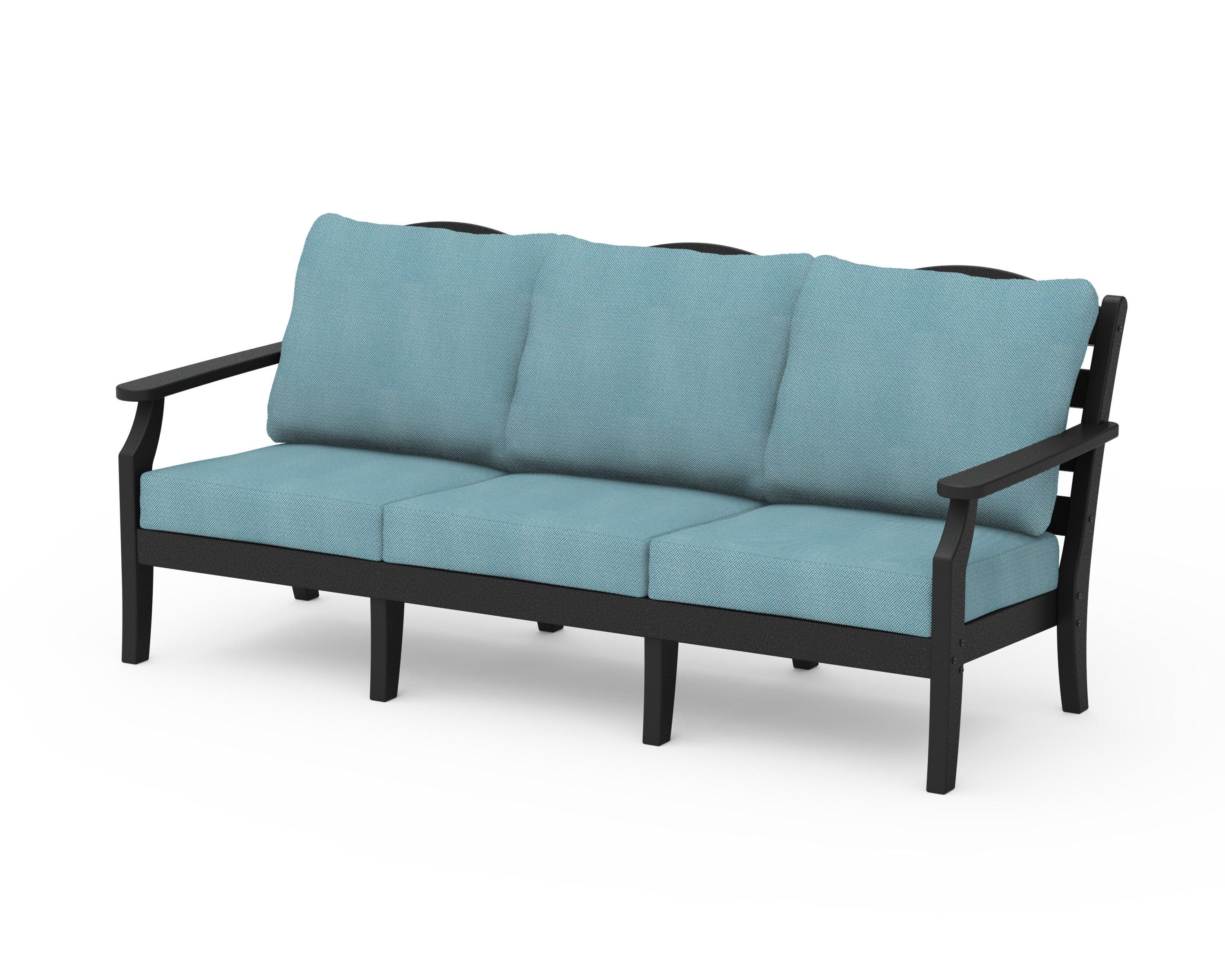 Savannah Deep Seating Sofa in Black / Lattice Sky Blue