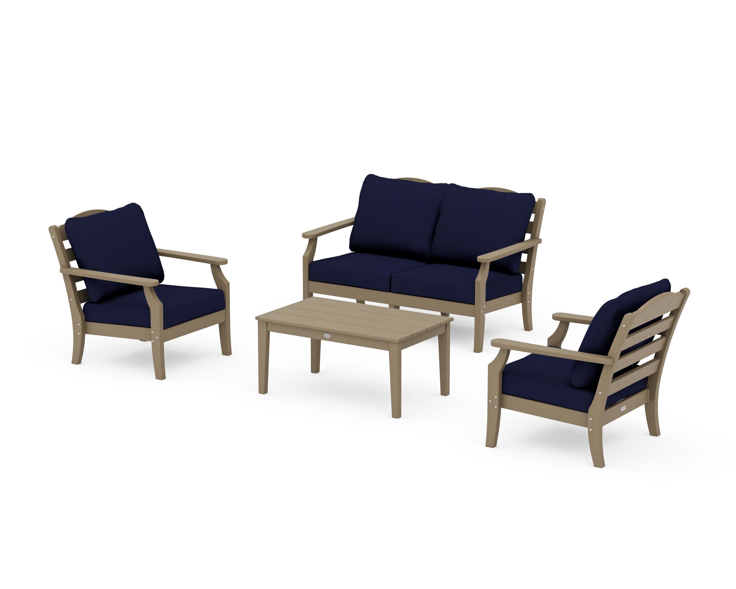 Savannah 4-Piece Deep Seating Set with Loveseat in Vintage Sahara / Navy