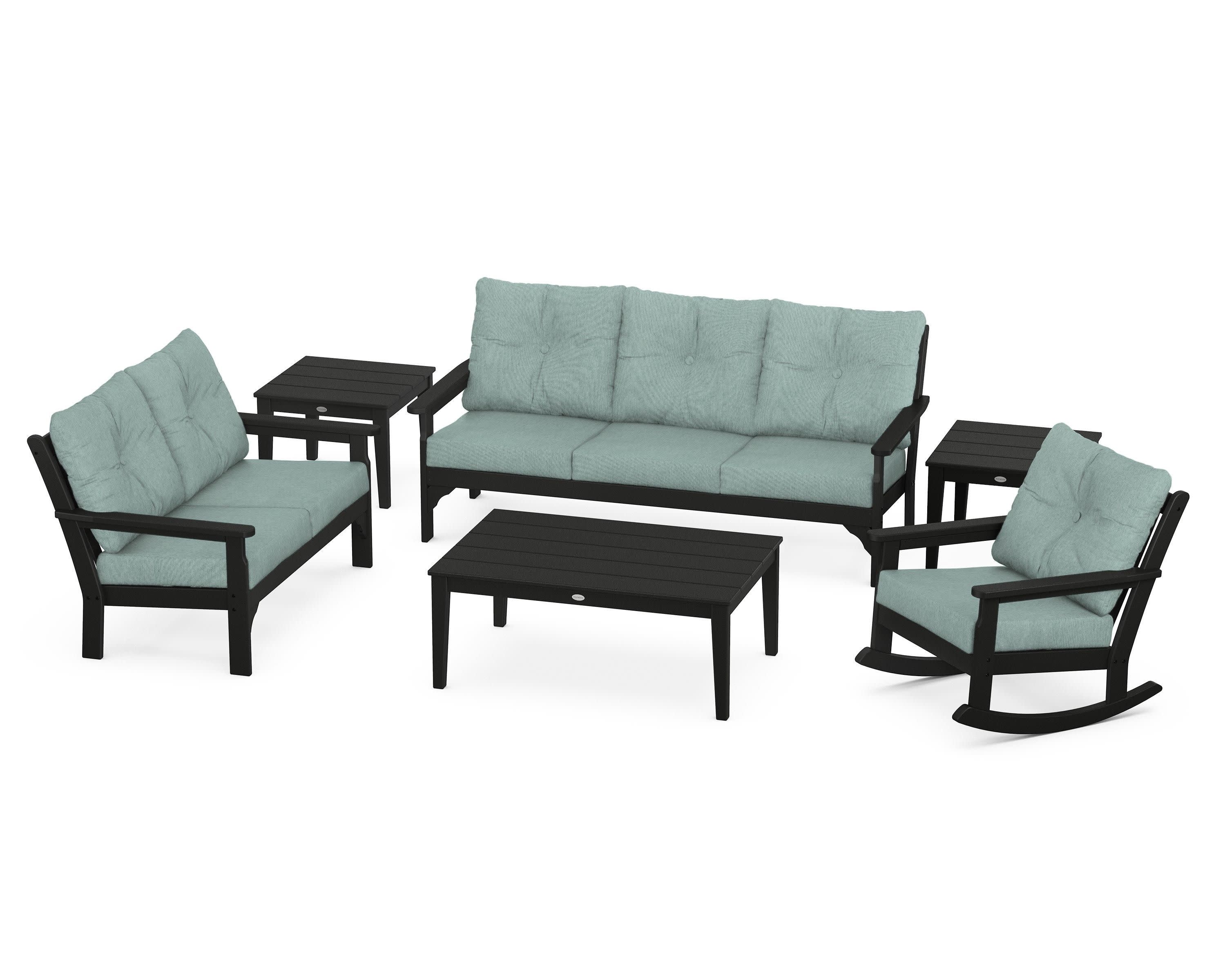 Vineyard 6-Piece Deep Seating Set in Black / Glacier Spa