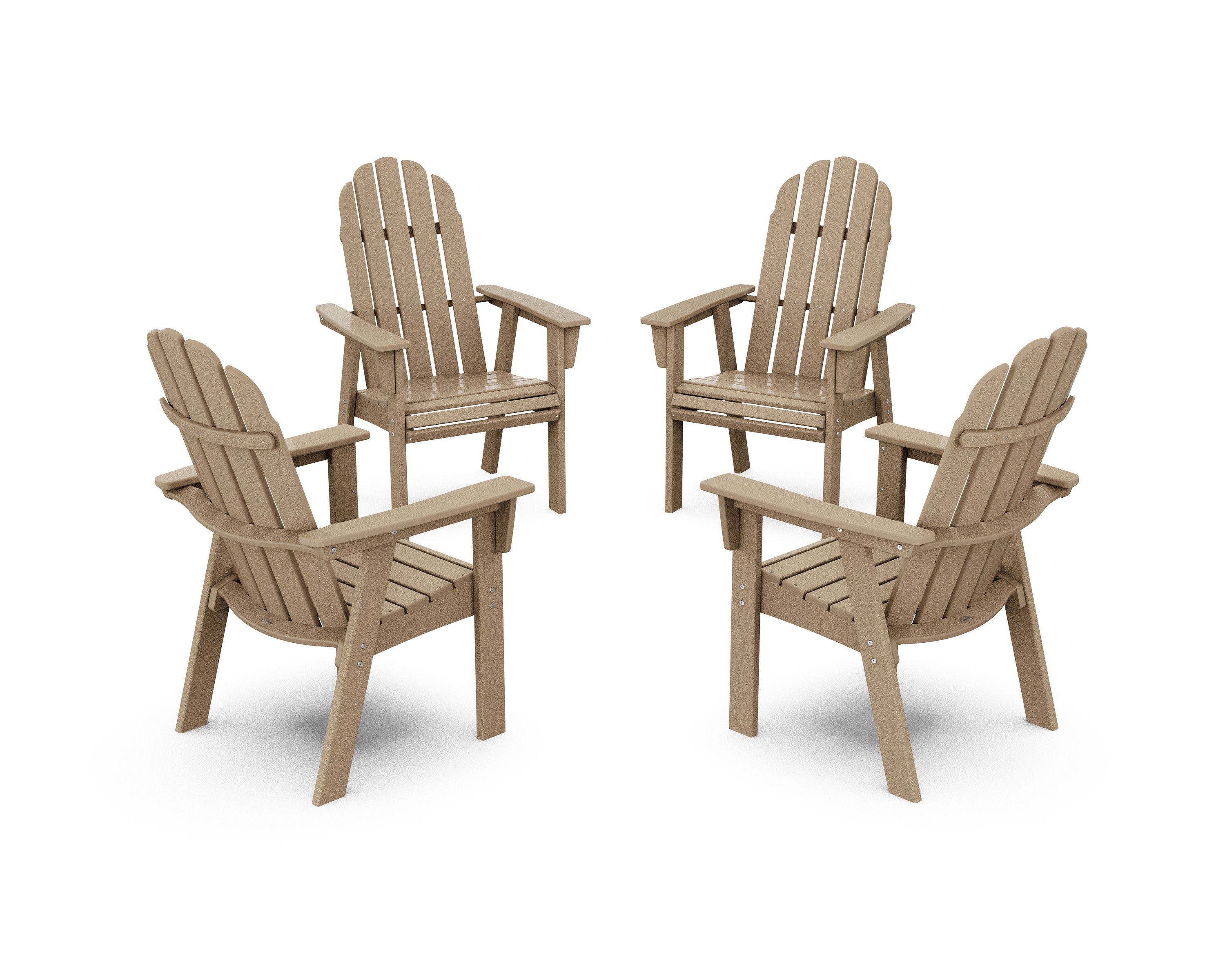 Vineyard 4-Piece Curveback Upright Adirondack Conversation Set in Vintage Sahara