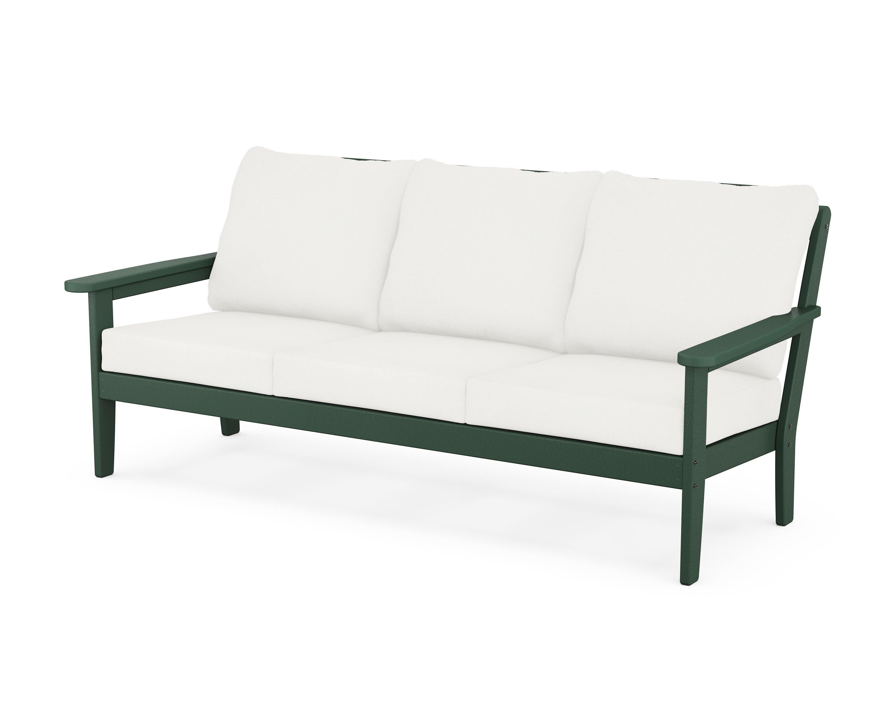 Cottage Deep Seating Sofa in Green / Natural Linen