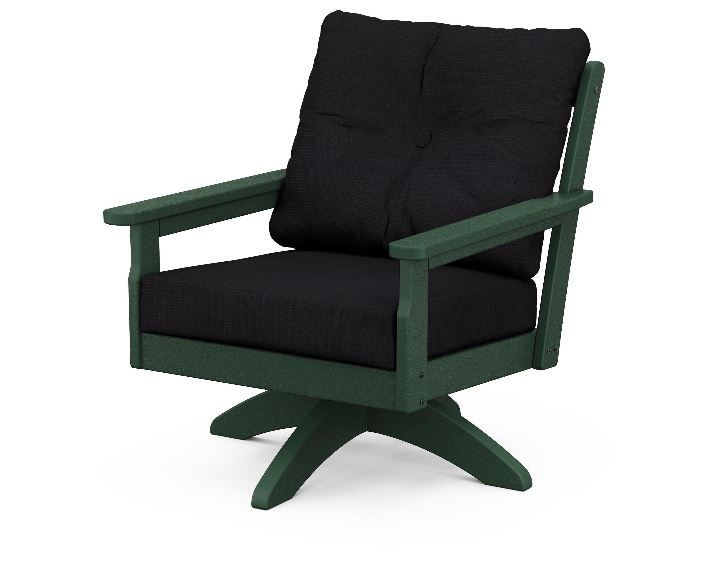 Vineyard Deep Seating Swivel Chair in Green / Midnight Linen