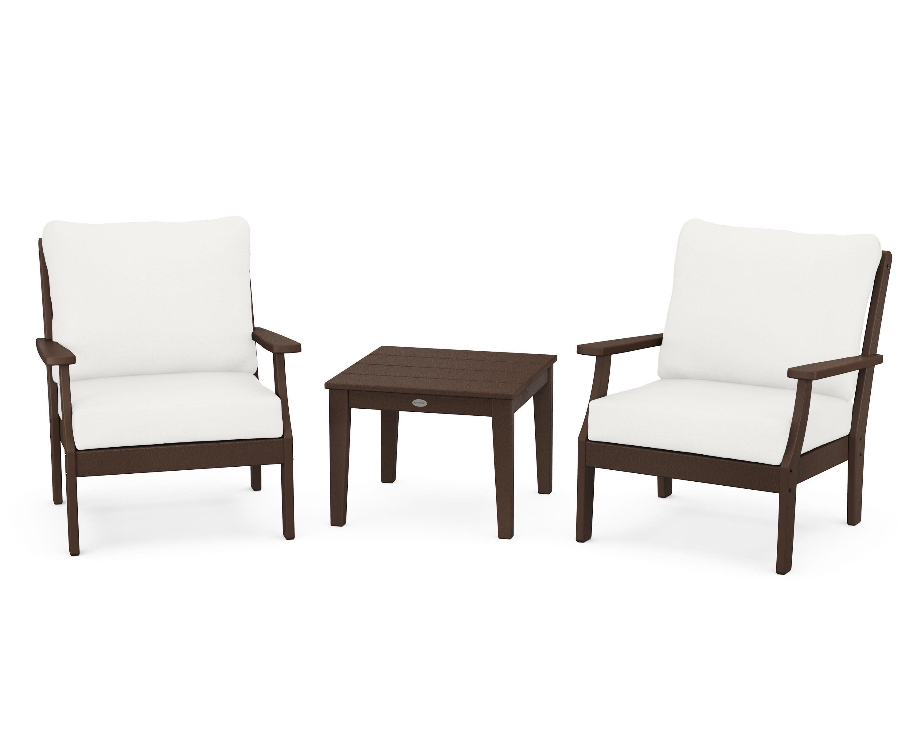 Braxton 3-Piece Deep Seating Set in Mahogany / Natural Linen