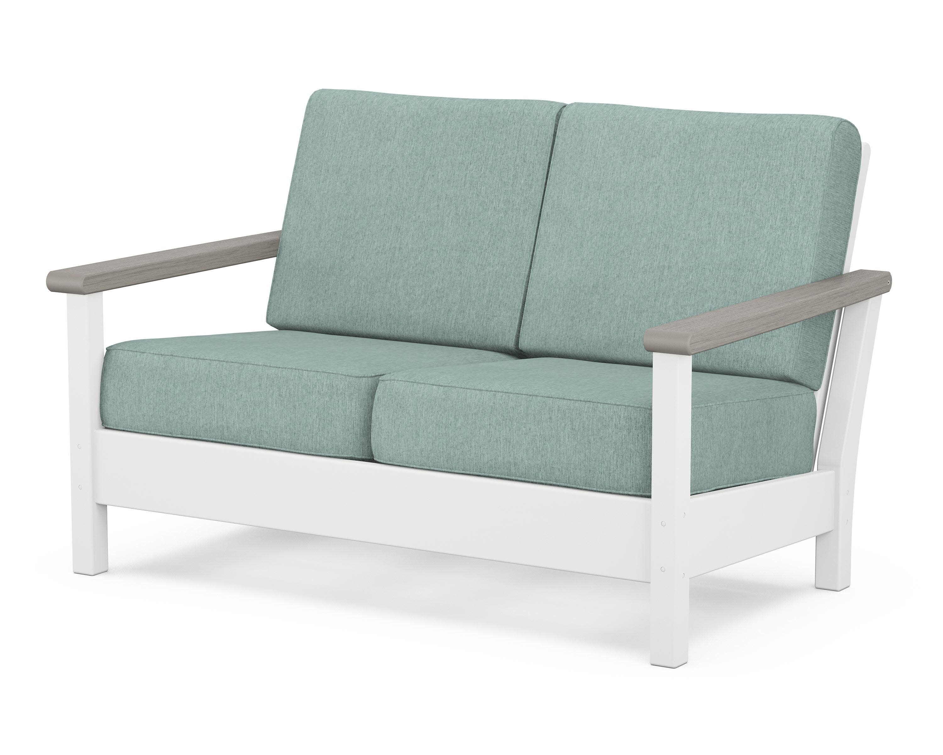 Harbour Deep Seating Loveseat in White / Driftwood / Glacier Spa