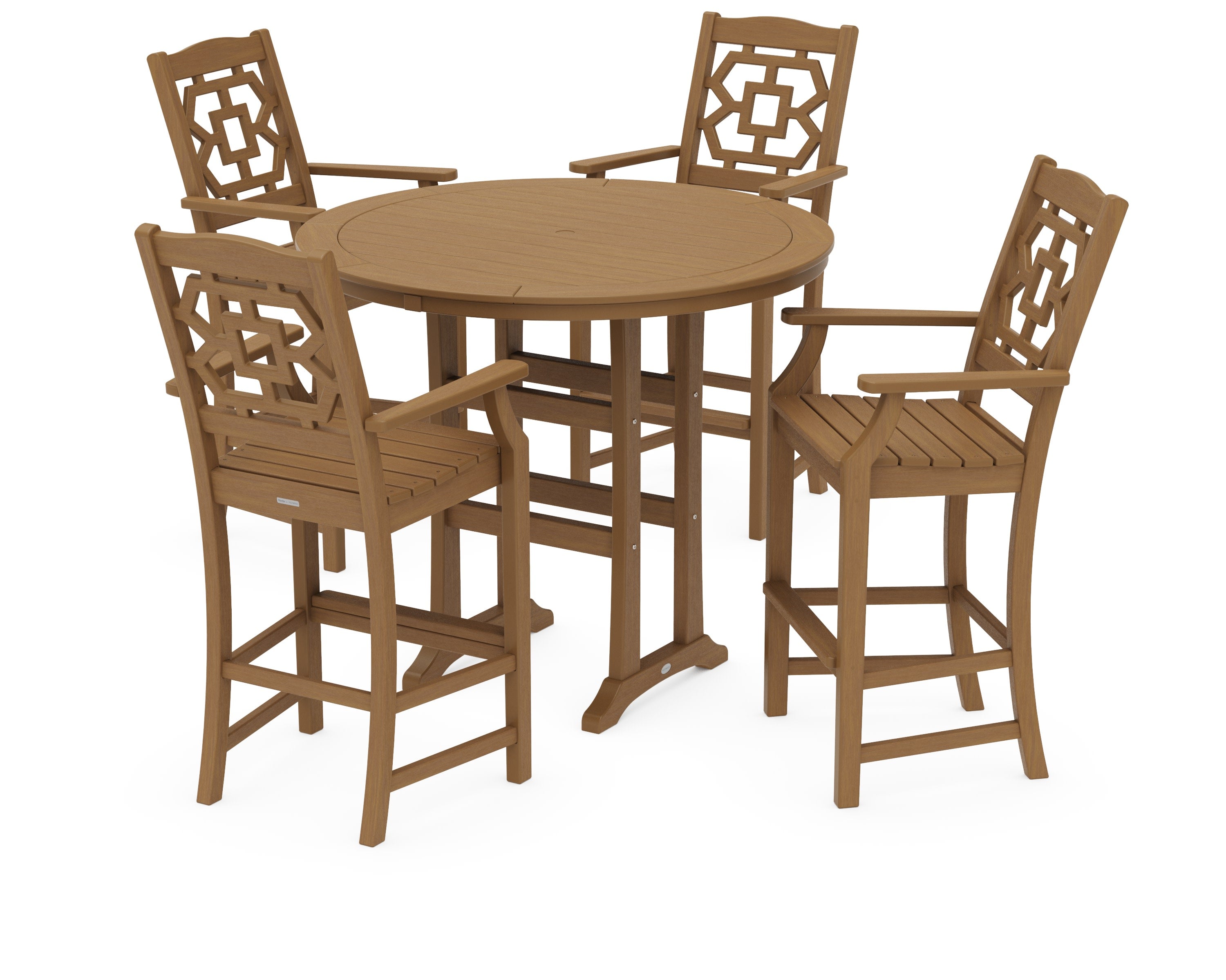 Chinoiserie 5-Piece Round Bar Set in Natural