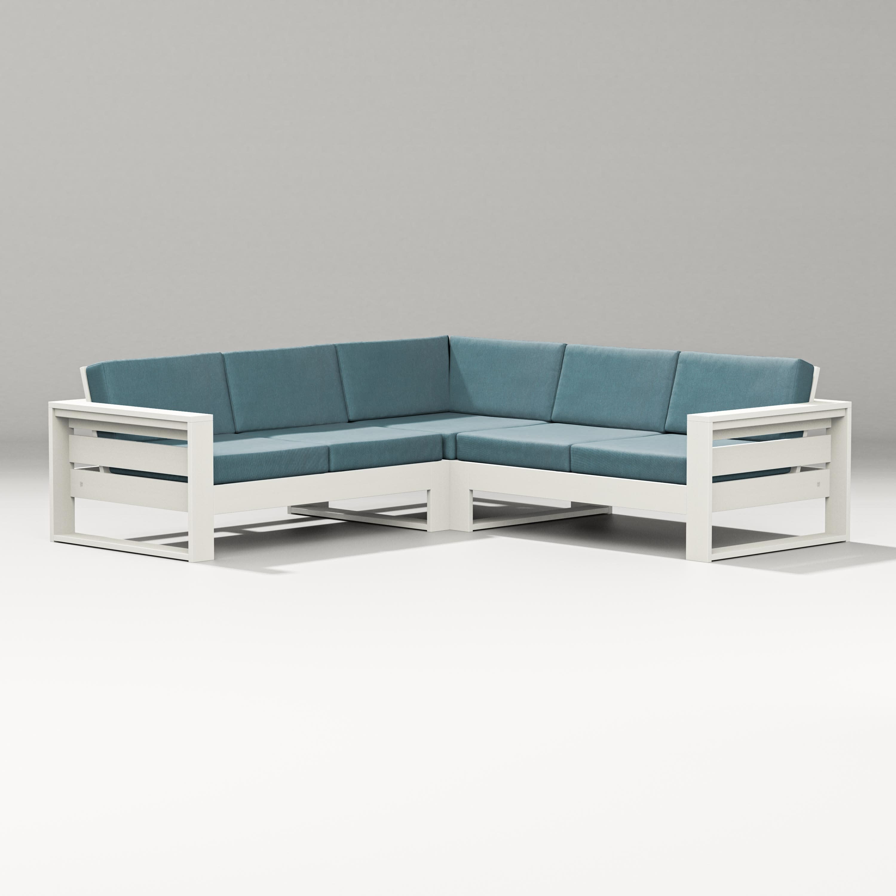 Latitude Corner Sectional in Vintage White / Ocean Teal