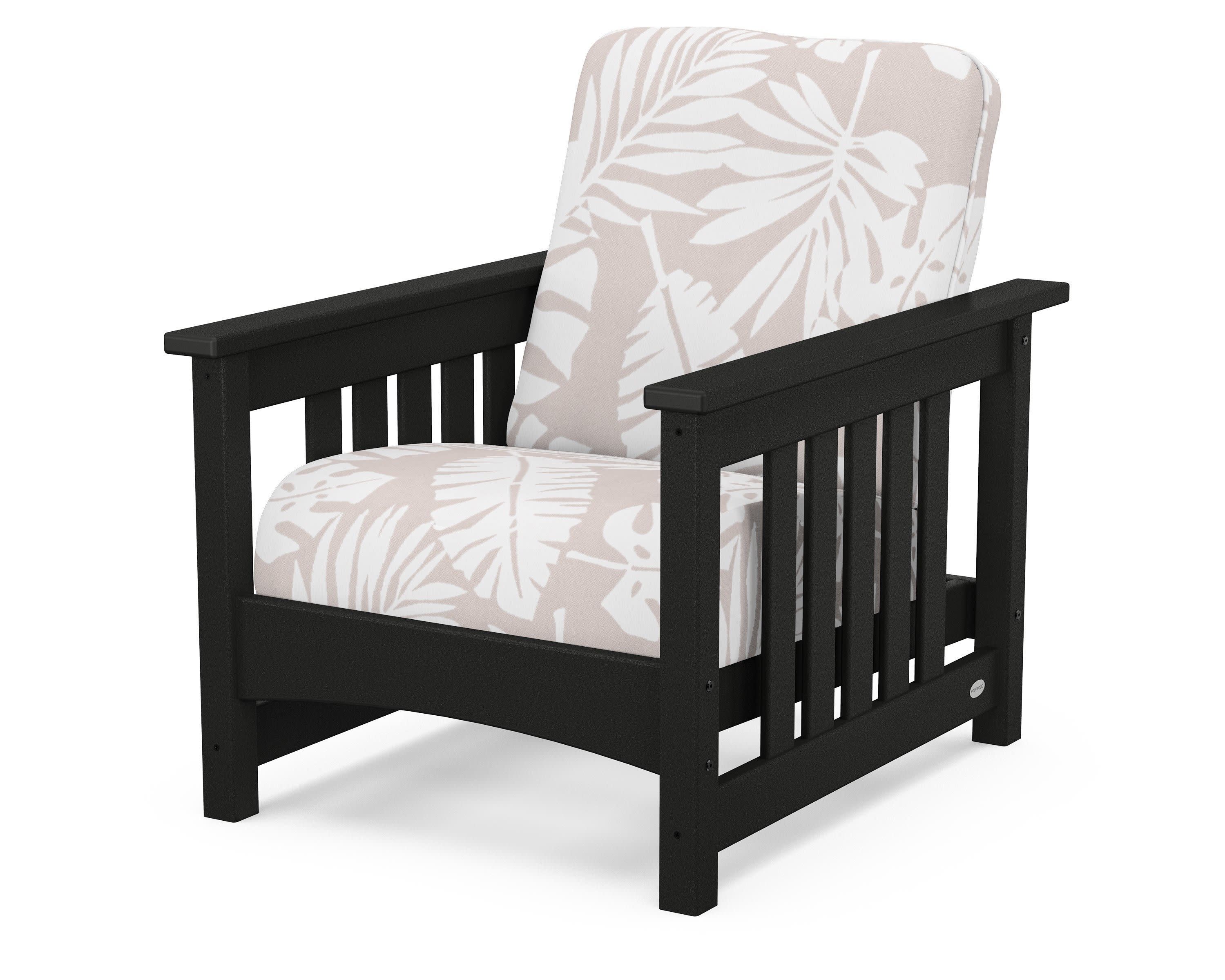 Club Mission Chair in Black / Leaf Dune Burlap