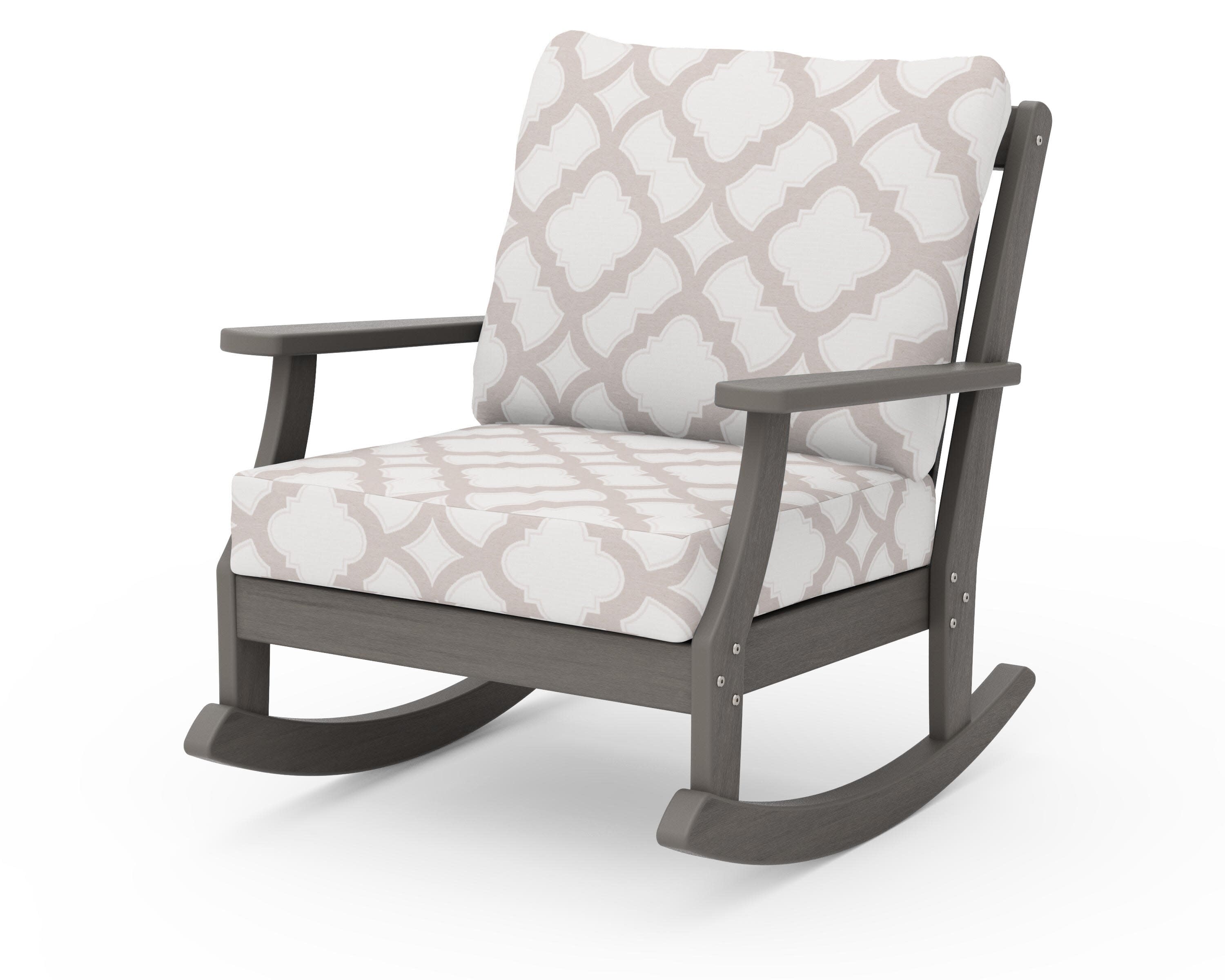 Braxton Deep Seating Rocking Chair in Driftwood / Trellis Dune Burlap
