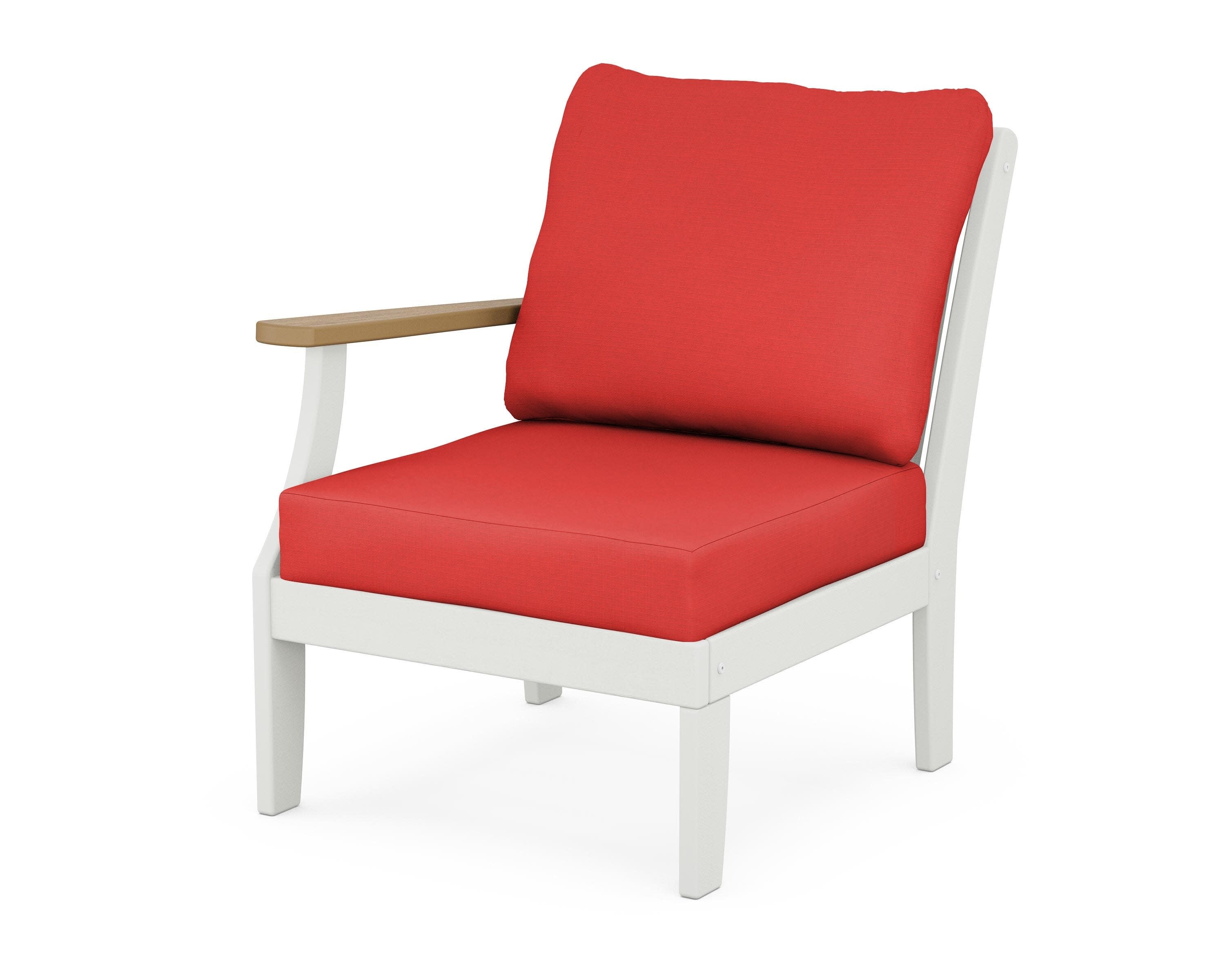 Braxton Modular Left Arm Chair in White / Natural / Crimson Linen