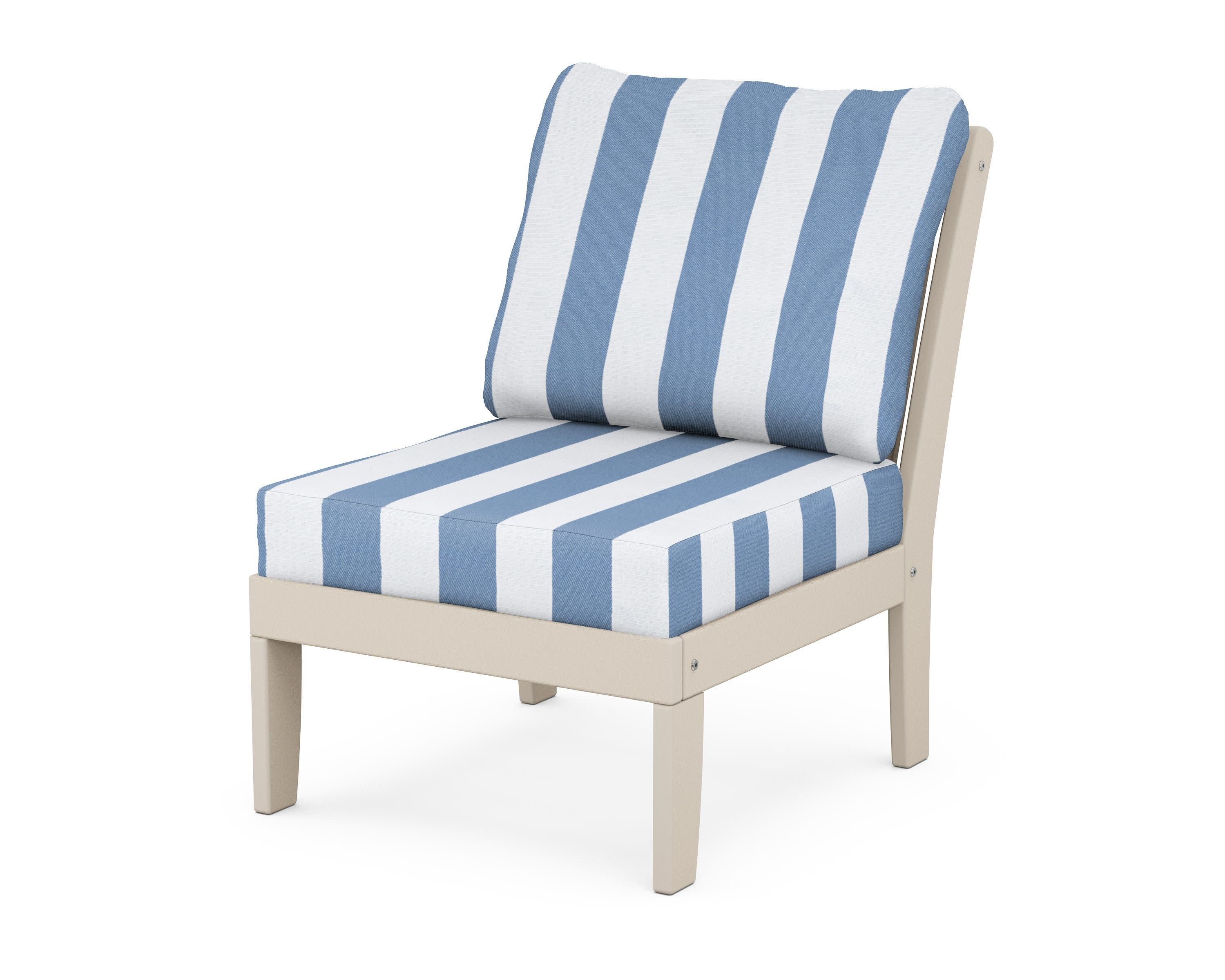 Braxton Modular Armless Chair in Sand / Cabana Stripe Sky Blue