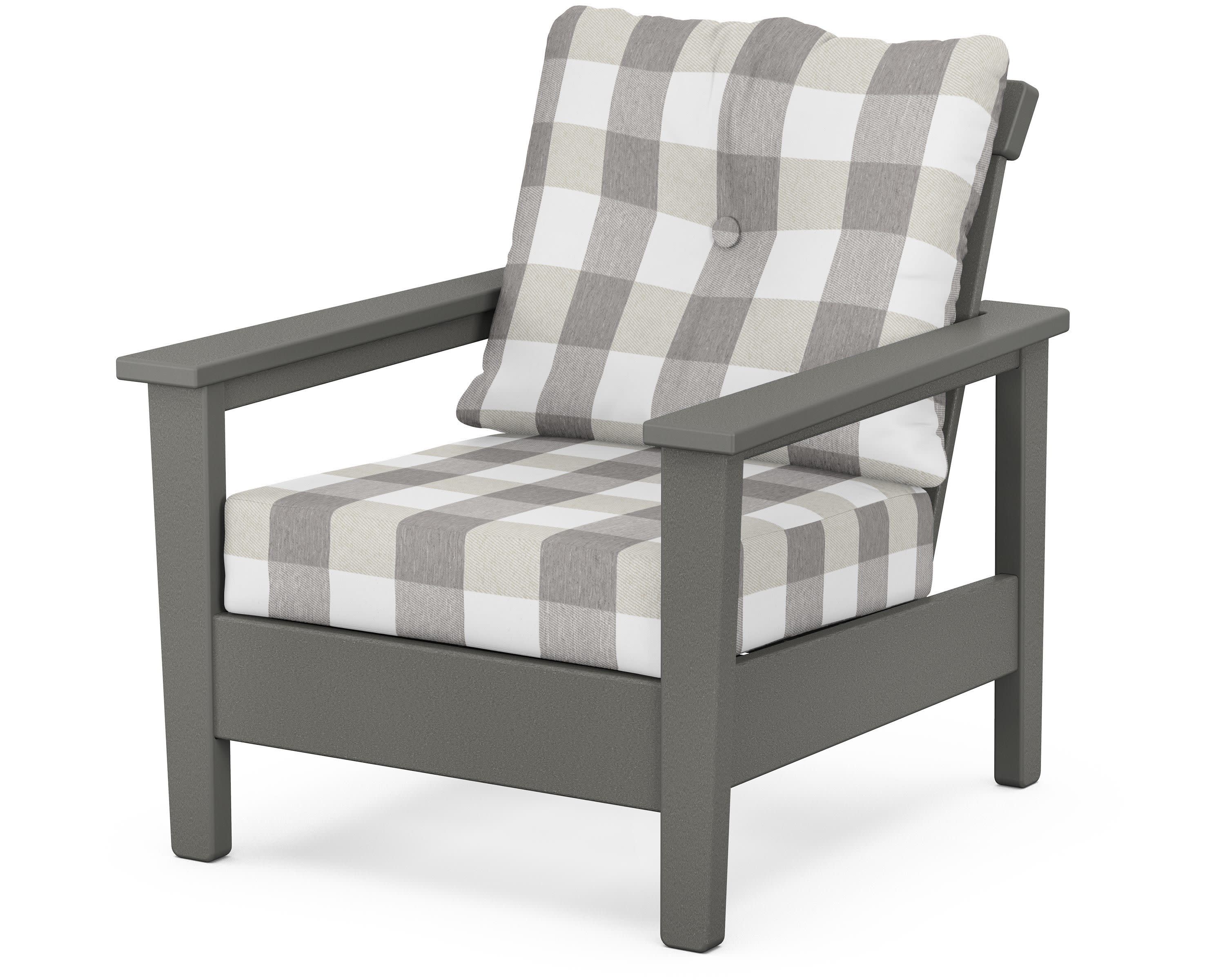 Prescott Deep Seating Chair in Slate Grey / Buffalo Plaid Grey Mist