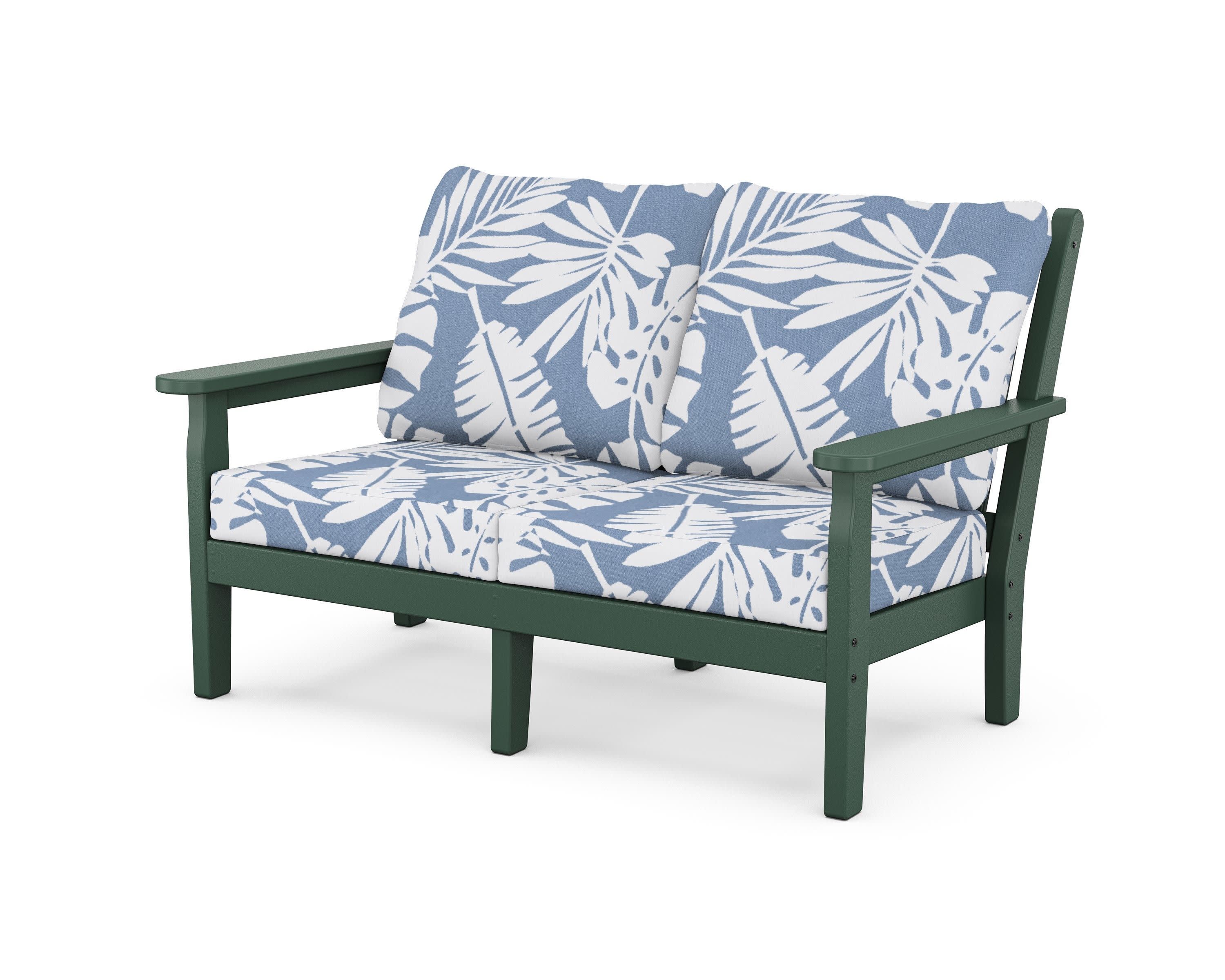 Chippendale Deep Seating Loveseat in Green / Leaf Sky Blue