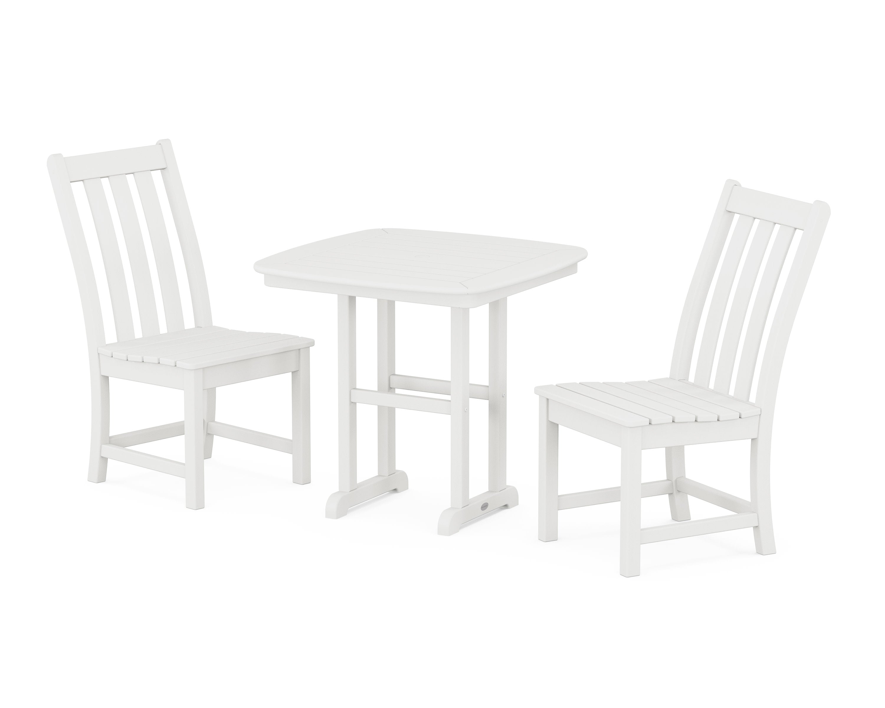 Vineyard Side Chair 3-Piece Dining Set in Vintage White
