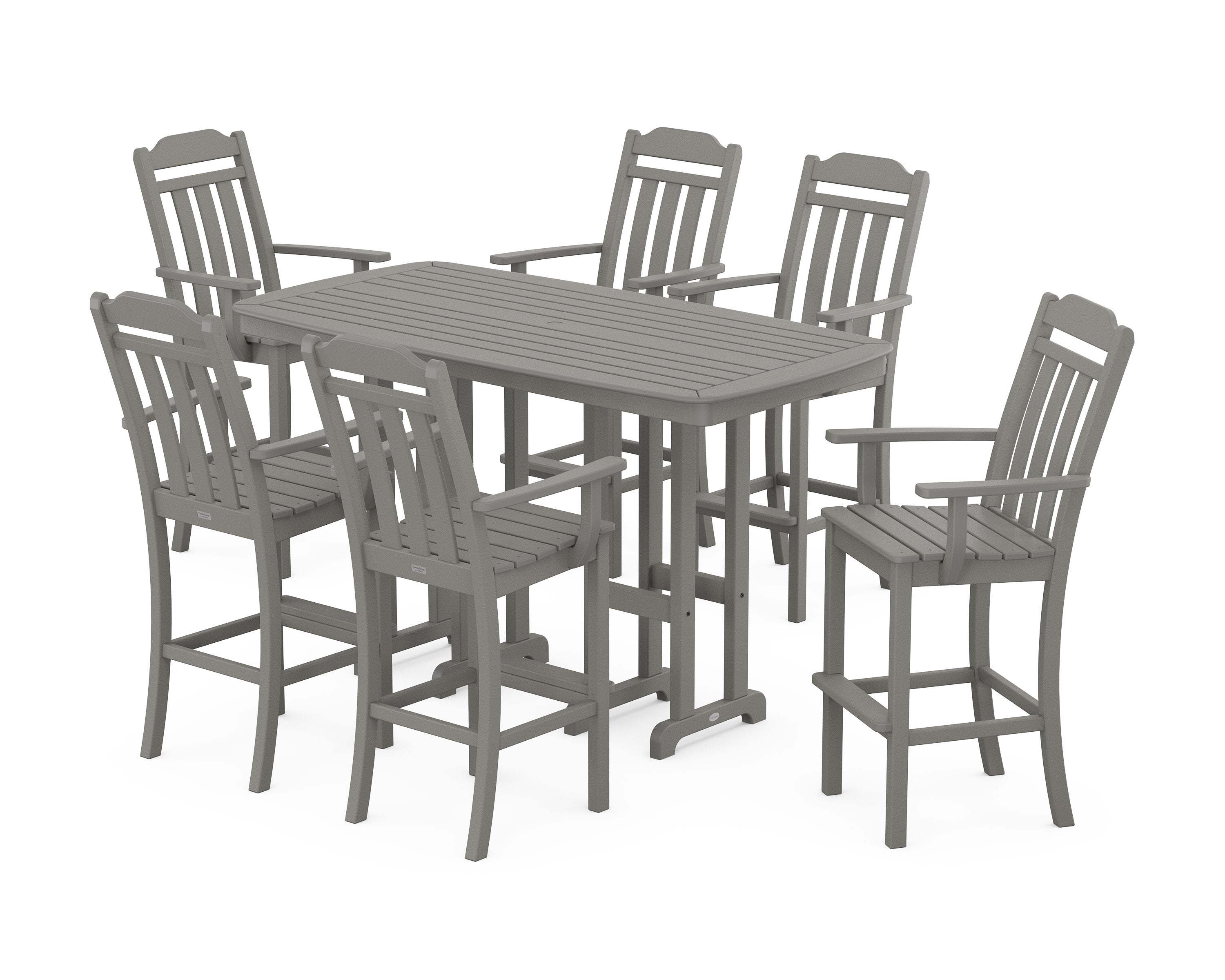 Cottage Arm Chair 7-Piece Bar Set in Slate Grey